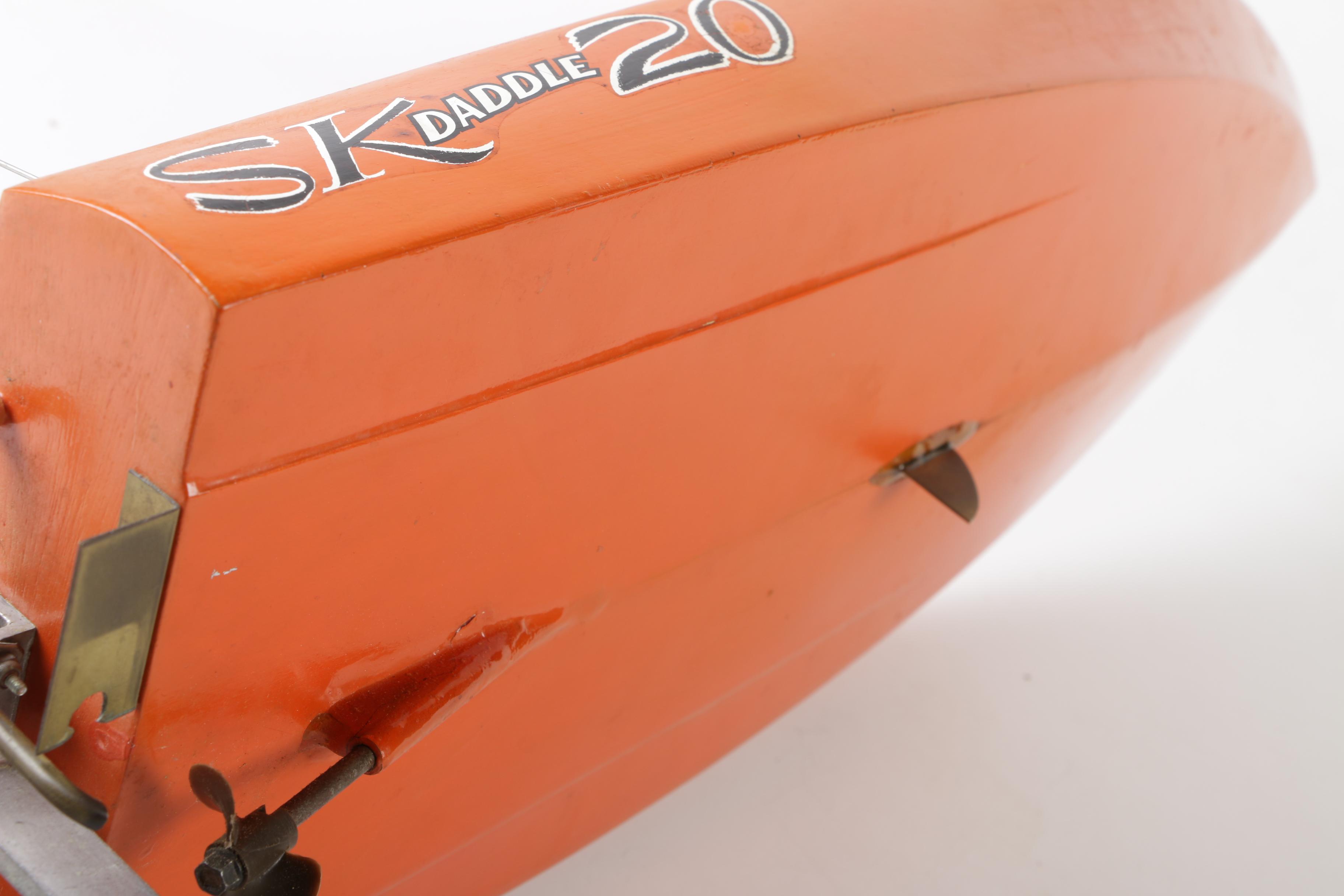 Dumas SK Daddle 20 Wooden Radio Controlled Speed Boat, 20th Century