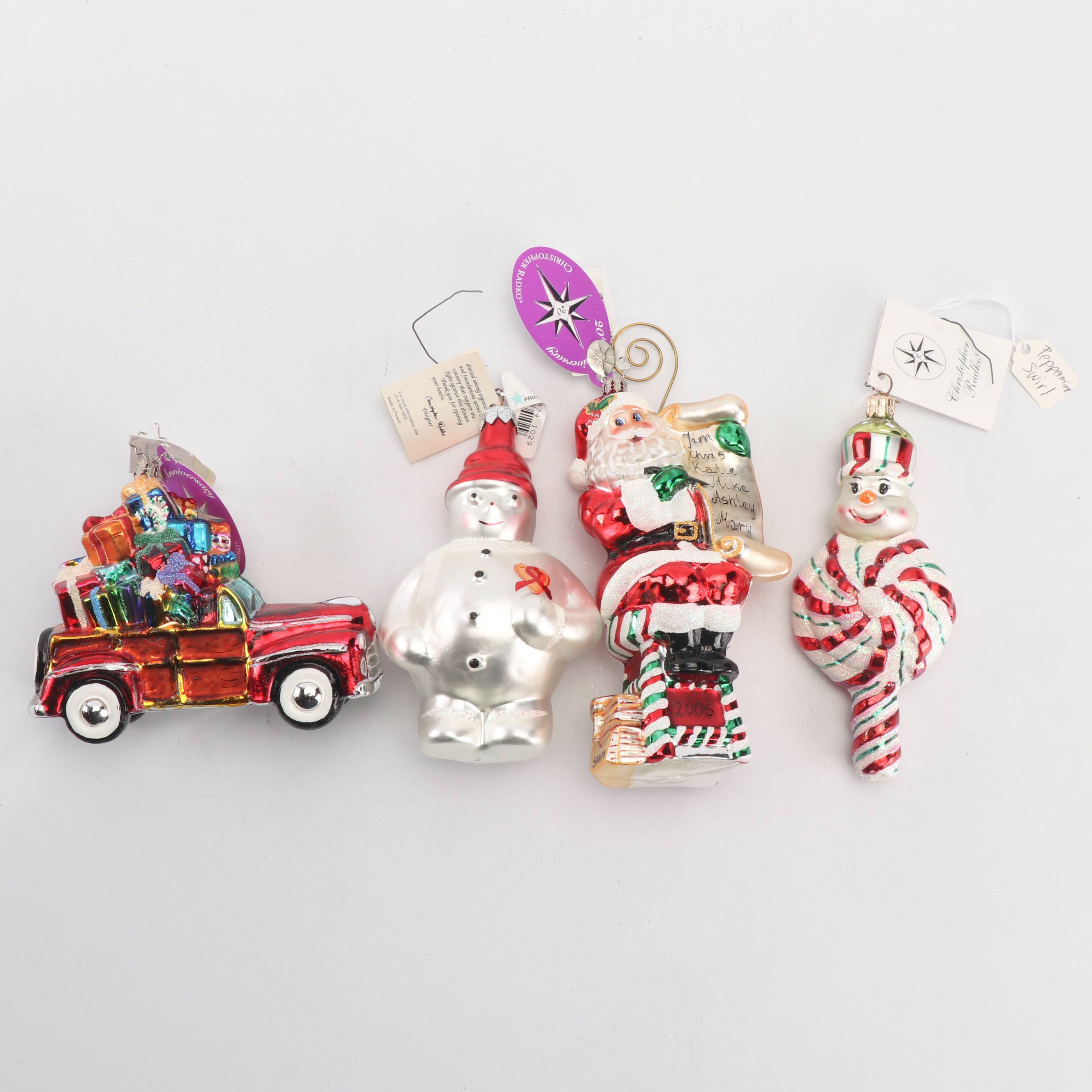 Christopher Radko Christmas Ornaments including "20th Anniversary"