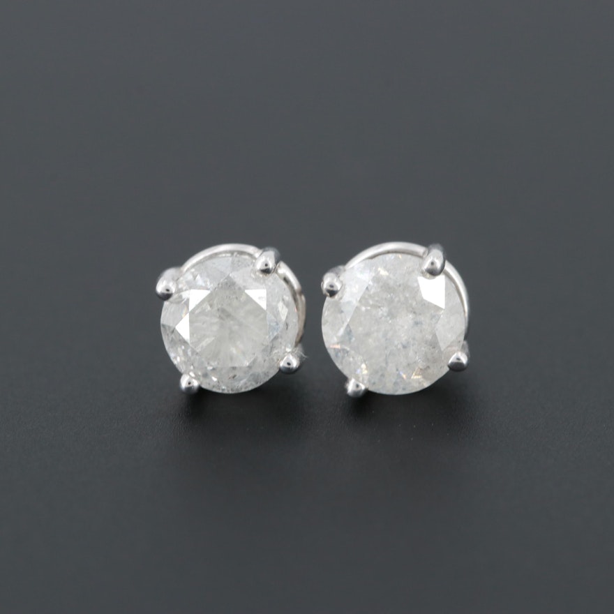 Sterling Silver 1.40 CTW Diamond Stud Earrings