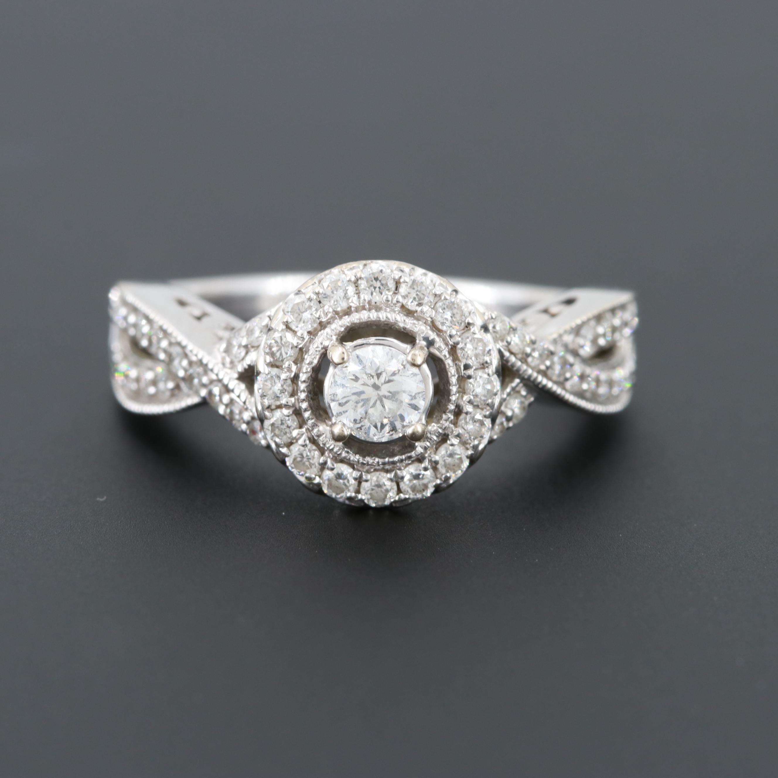 14K White Gold Diamond Ring