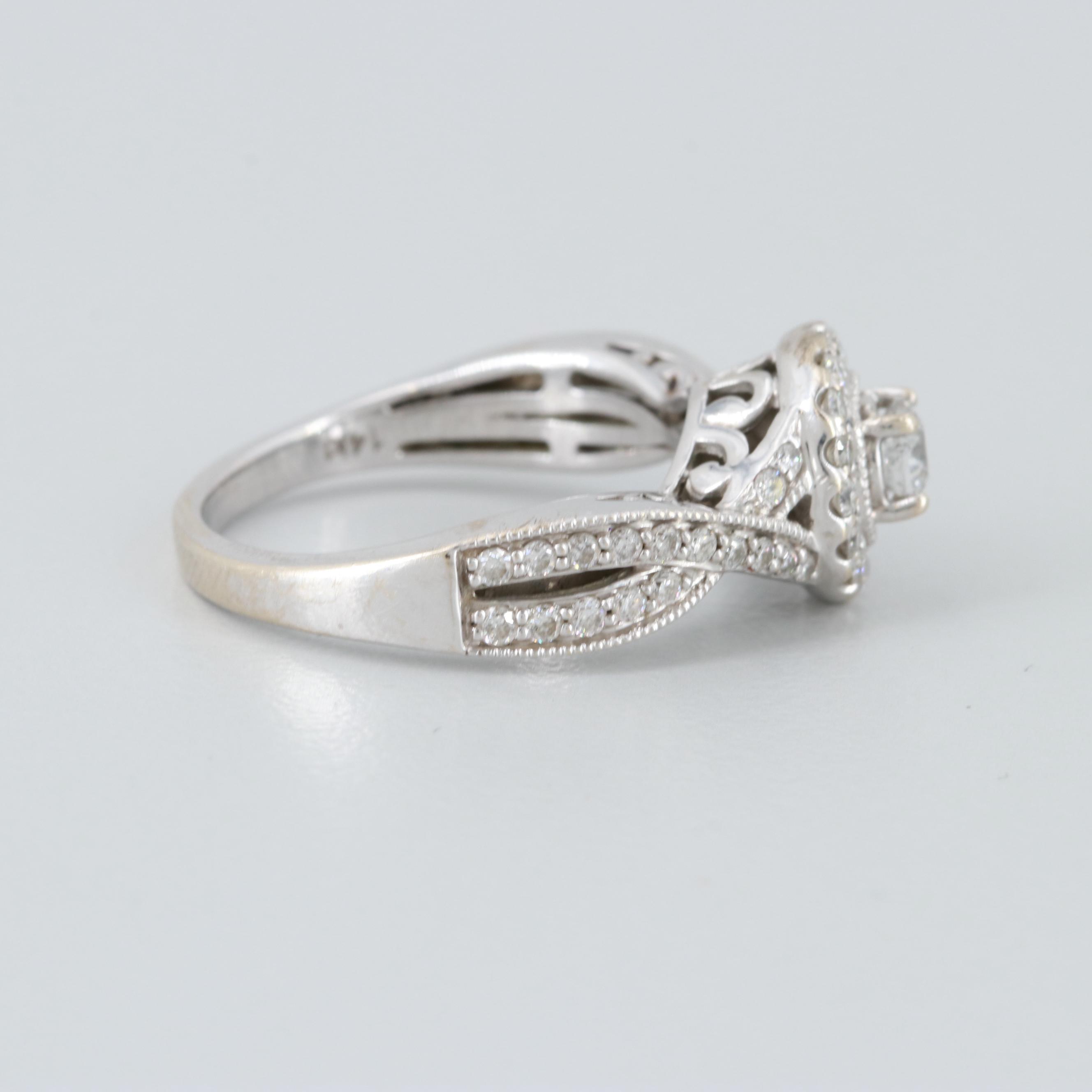 14K White Gold Diamond Ring