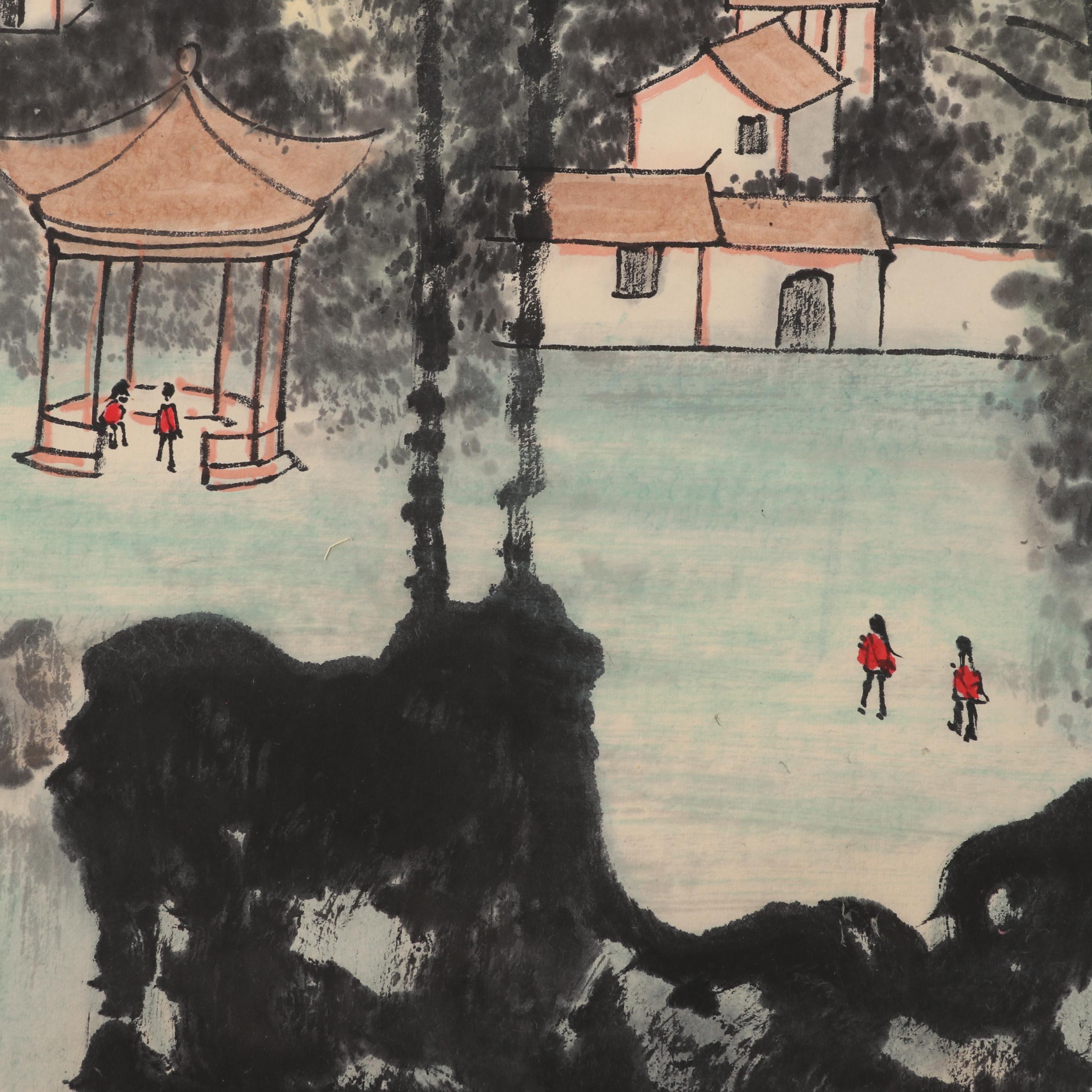 Li Keran Watercolor and Ink Hanging Scroll "Spring in March"