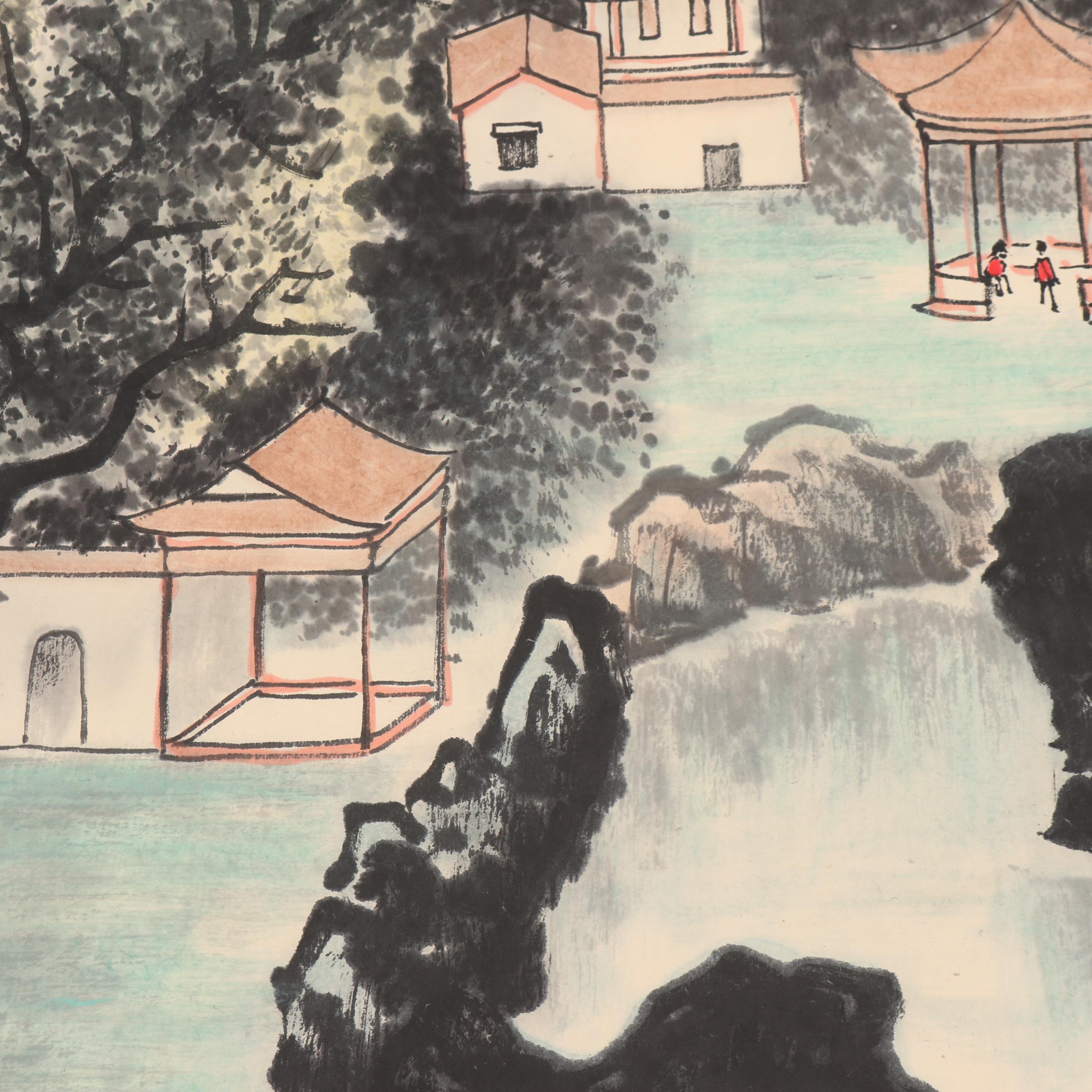 Li Keran Watercolor and Ink Hanging Scroll "Spring in March"