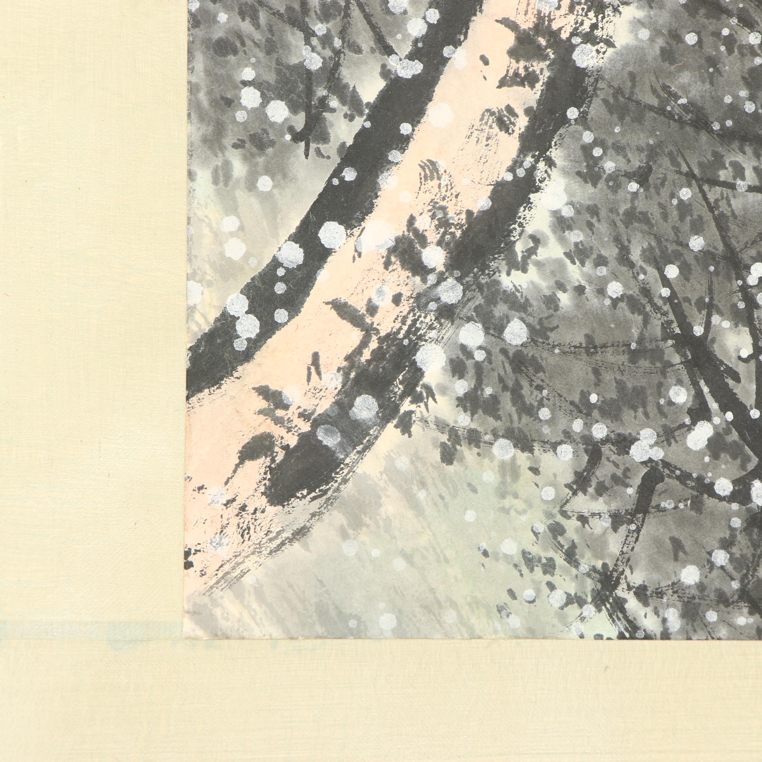 Li Xiongcai Watercolor Hanging Scroll of a Landscape