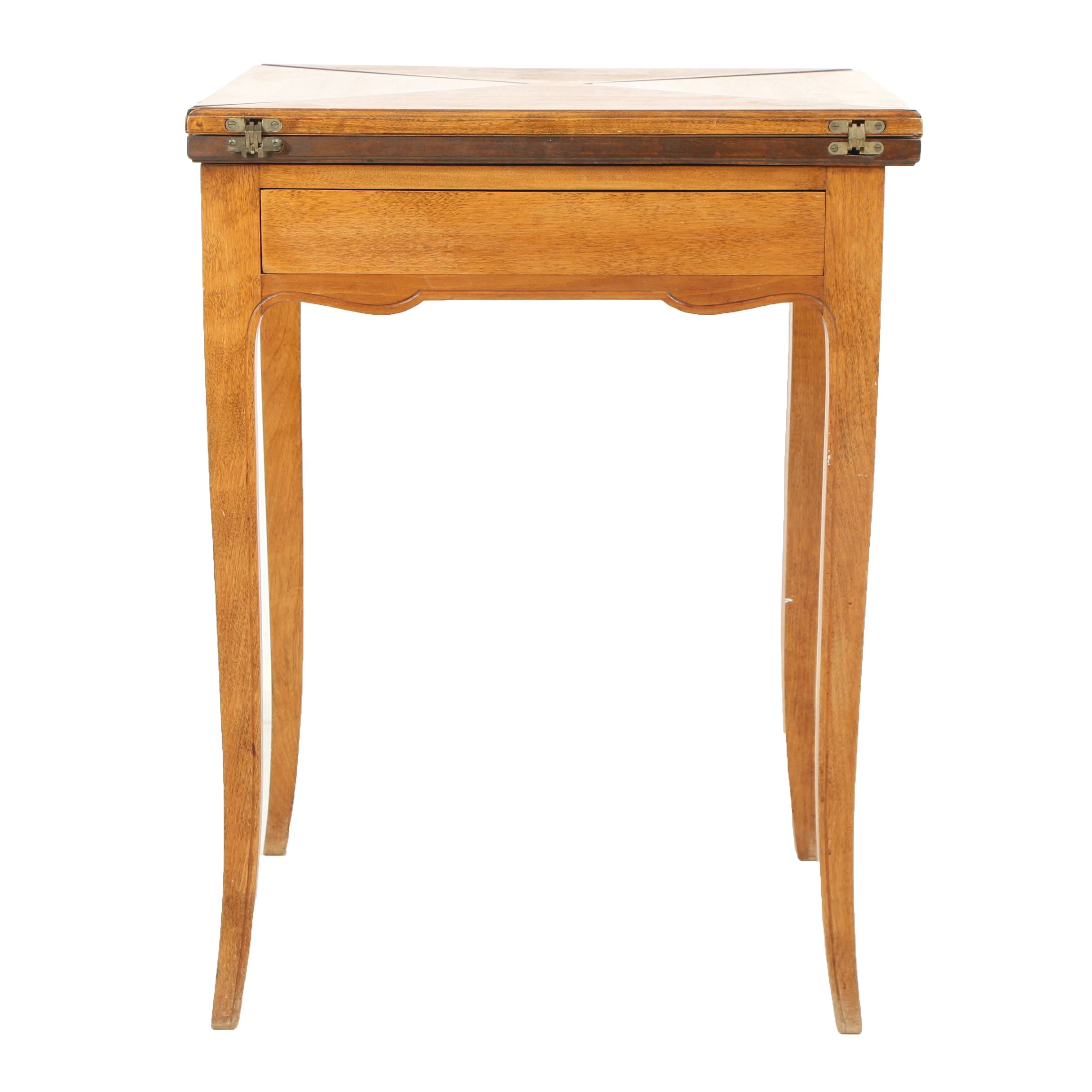 French Provincial Style Walnut Handkerchief Card Table, Early 20th Century