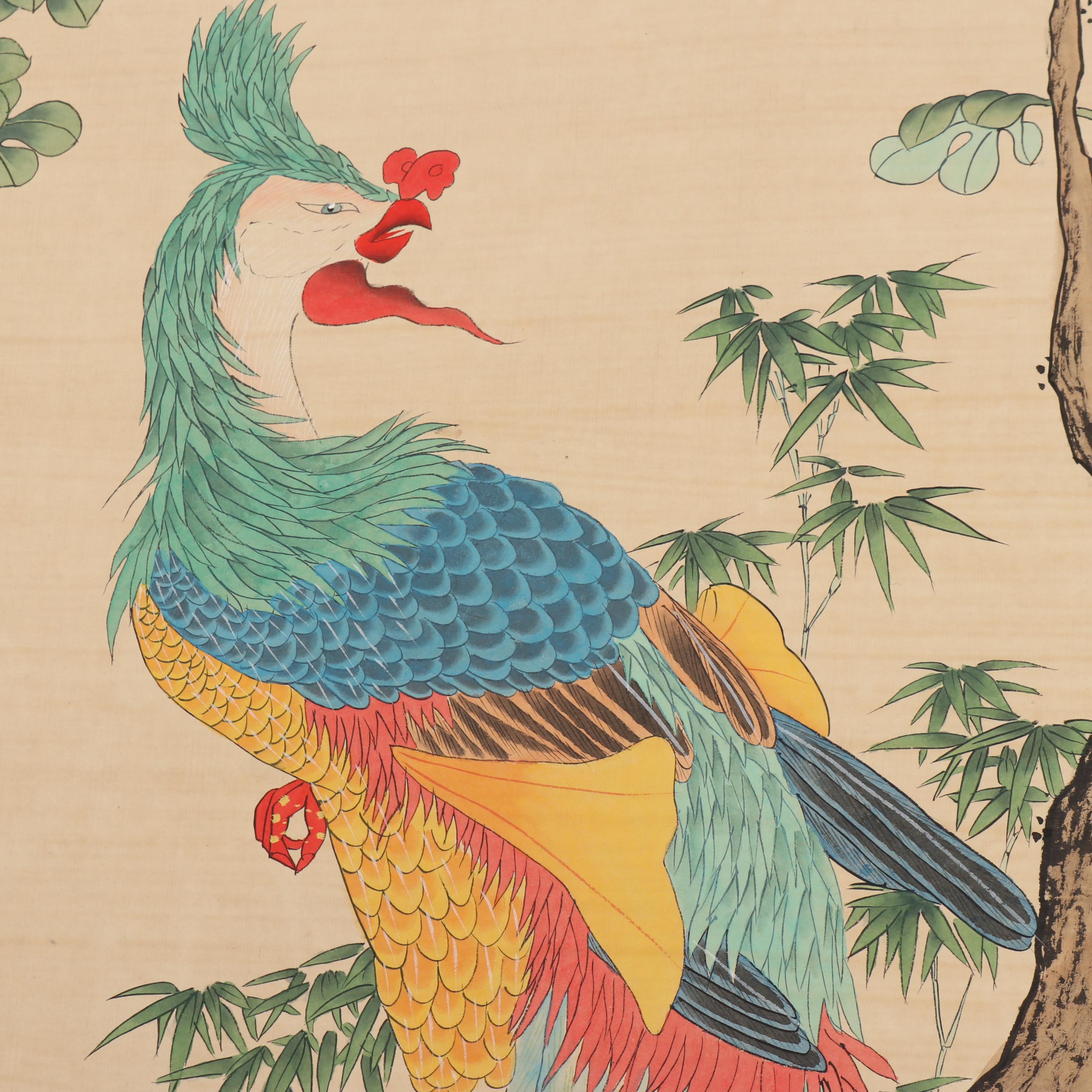 Chinese Watercolor and Ink Painted Hanging Scroll