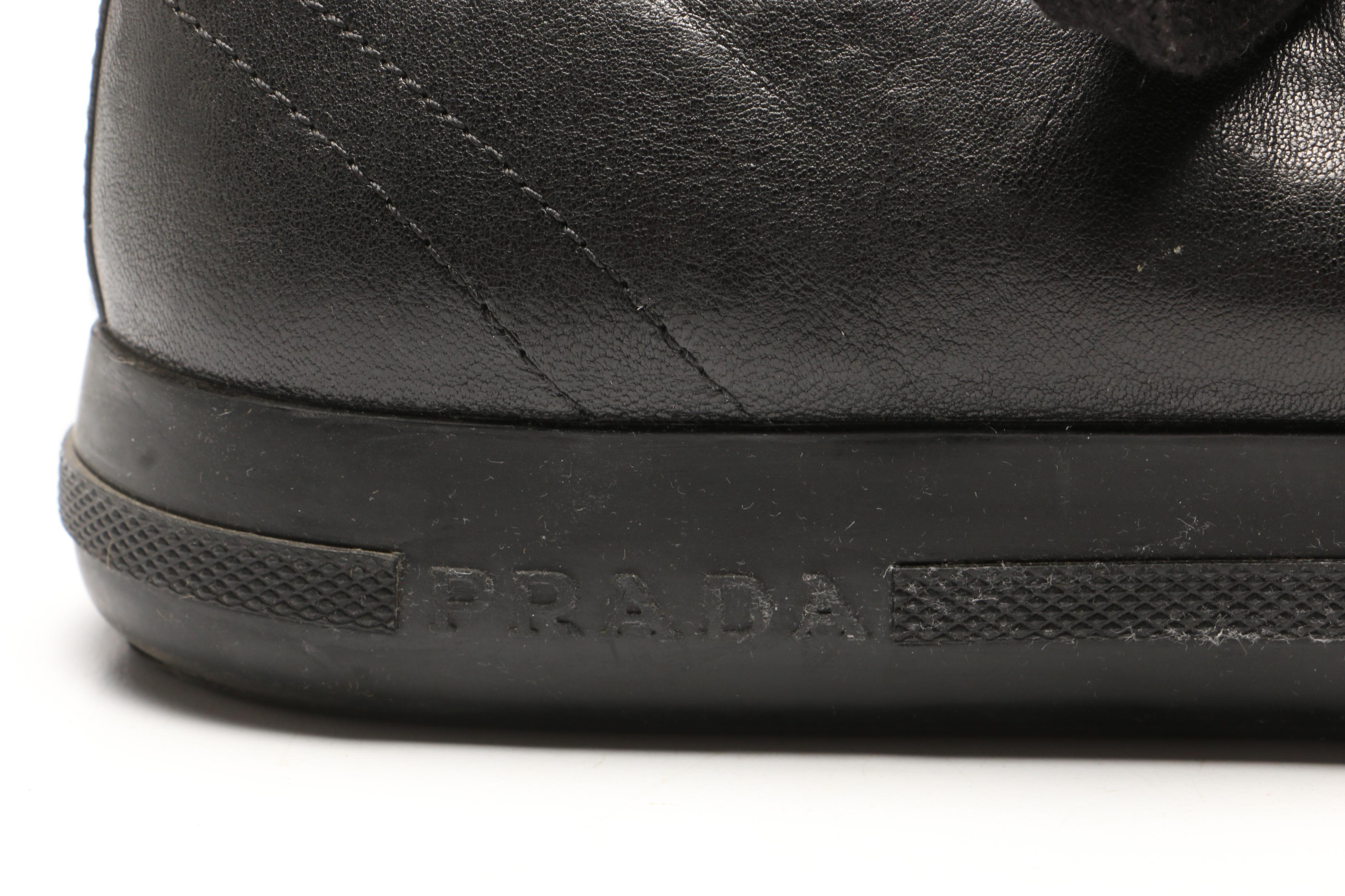 Prada Black Leather Platform Sneakers