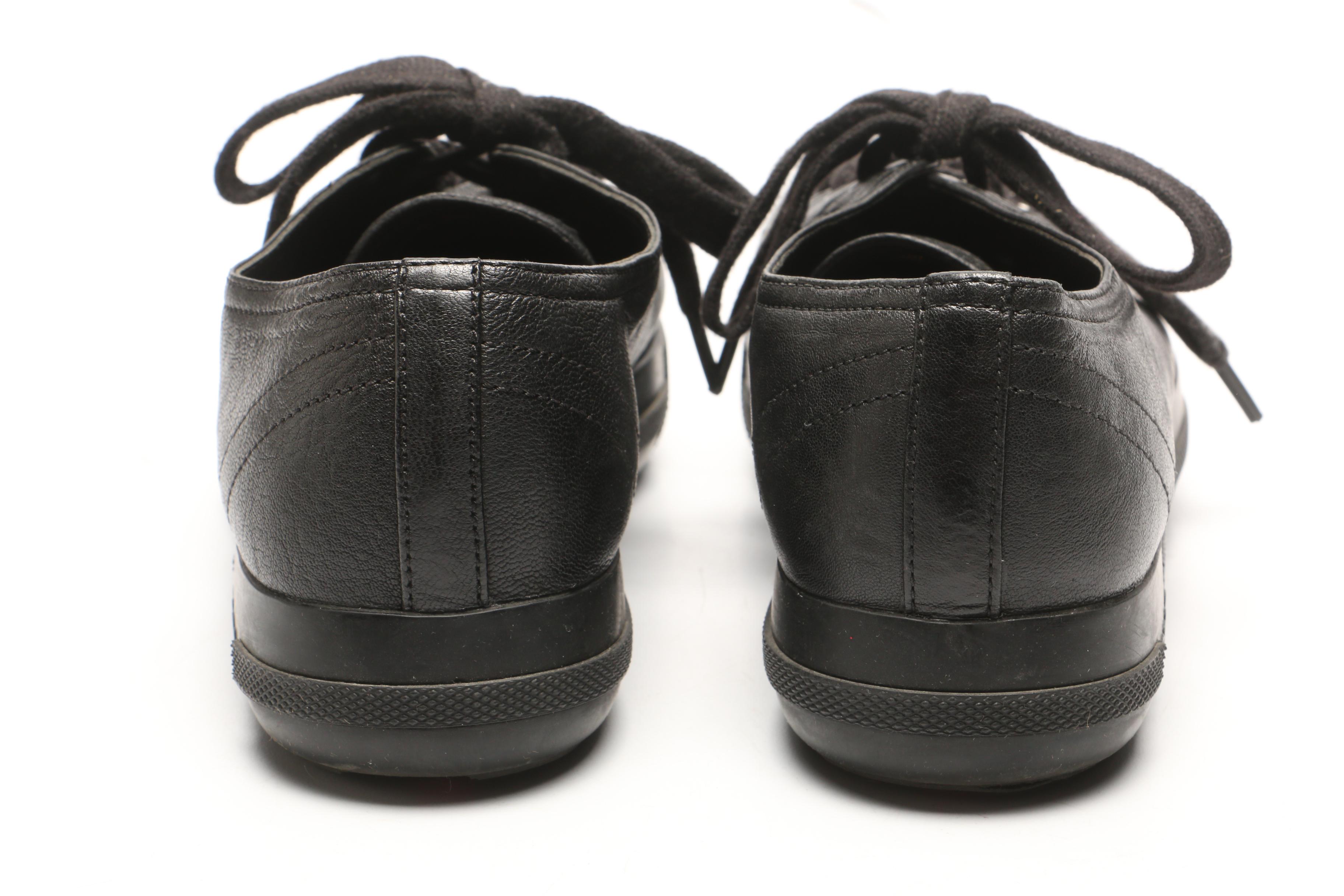 Prada Black Leather Platform Sneakers