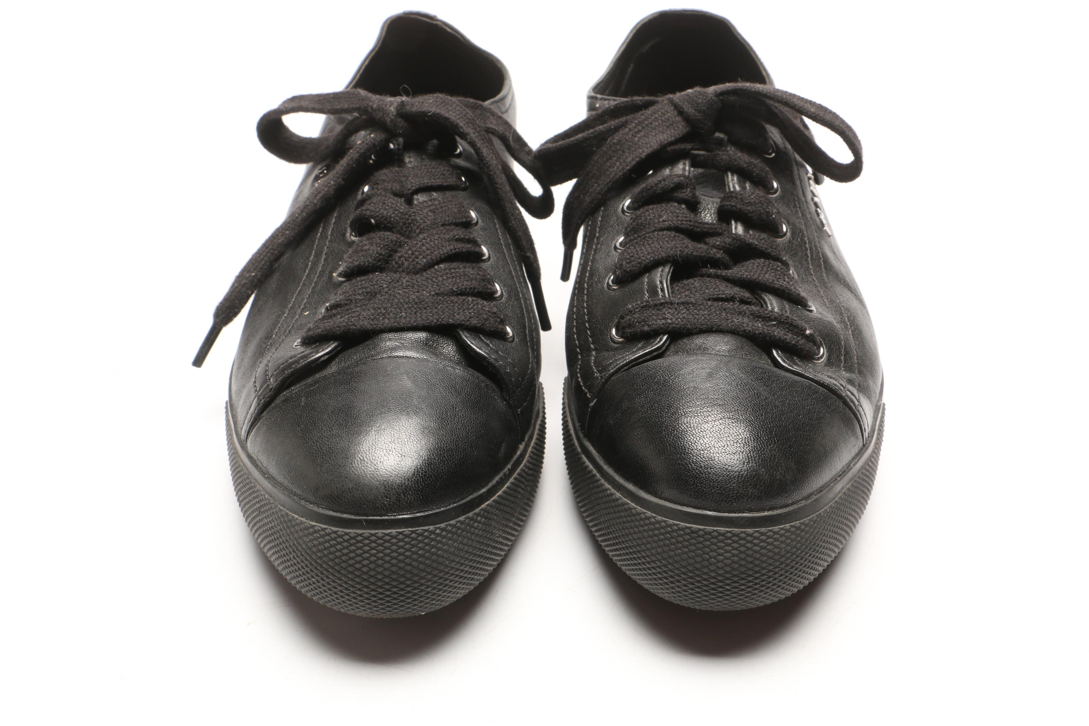 Prada Black Leather Platform Sneakers