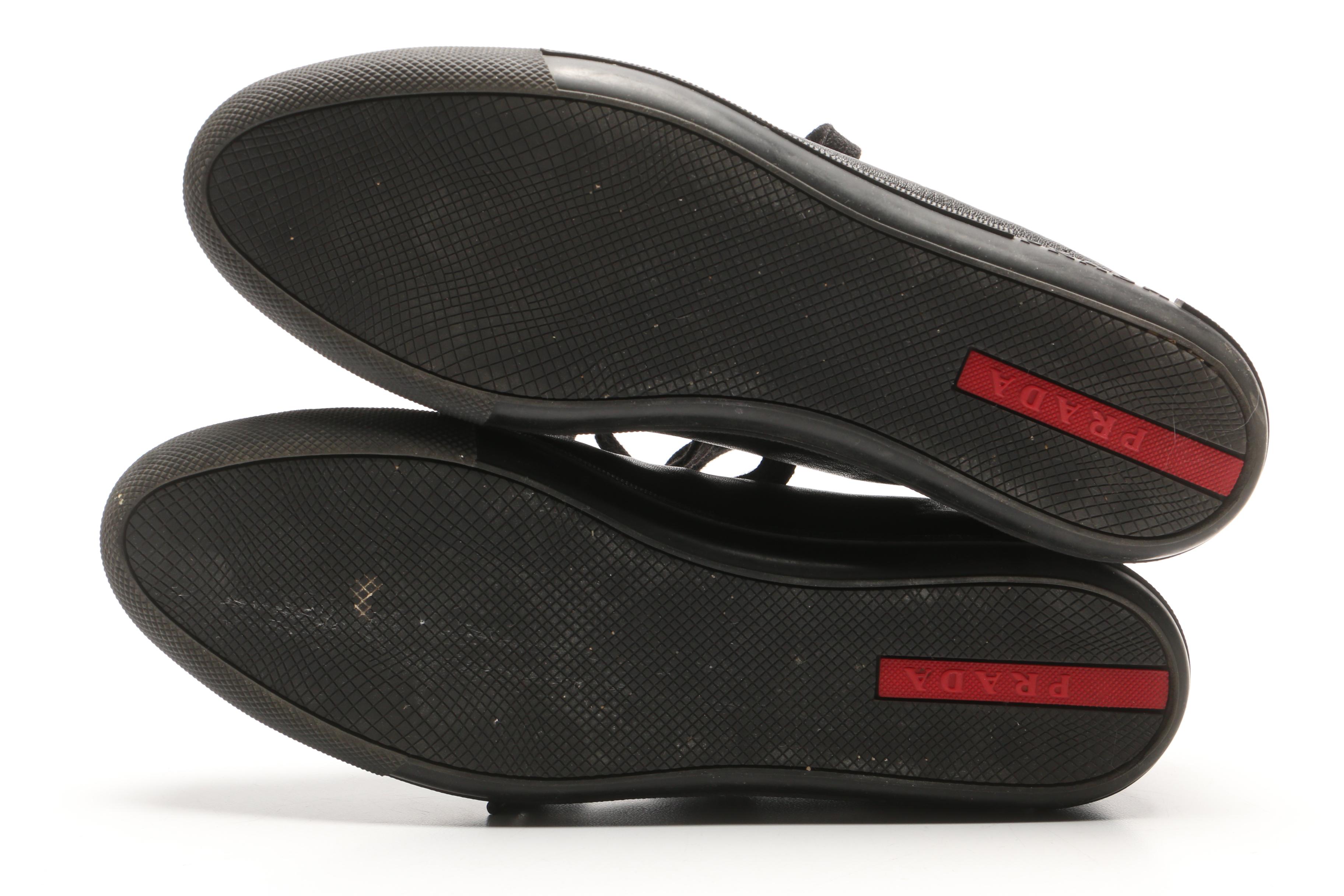 Prada Black Leather Platform Sneakers