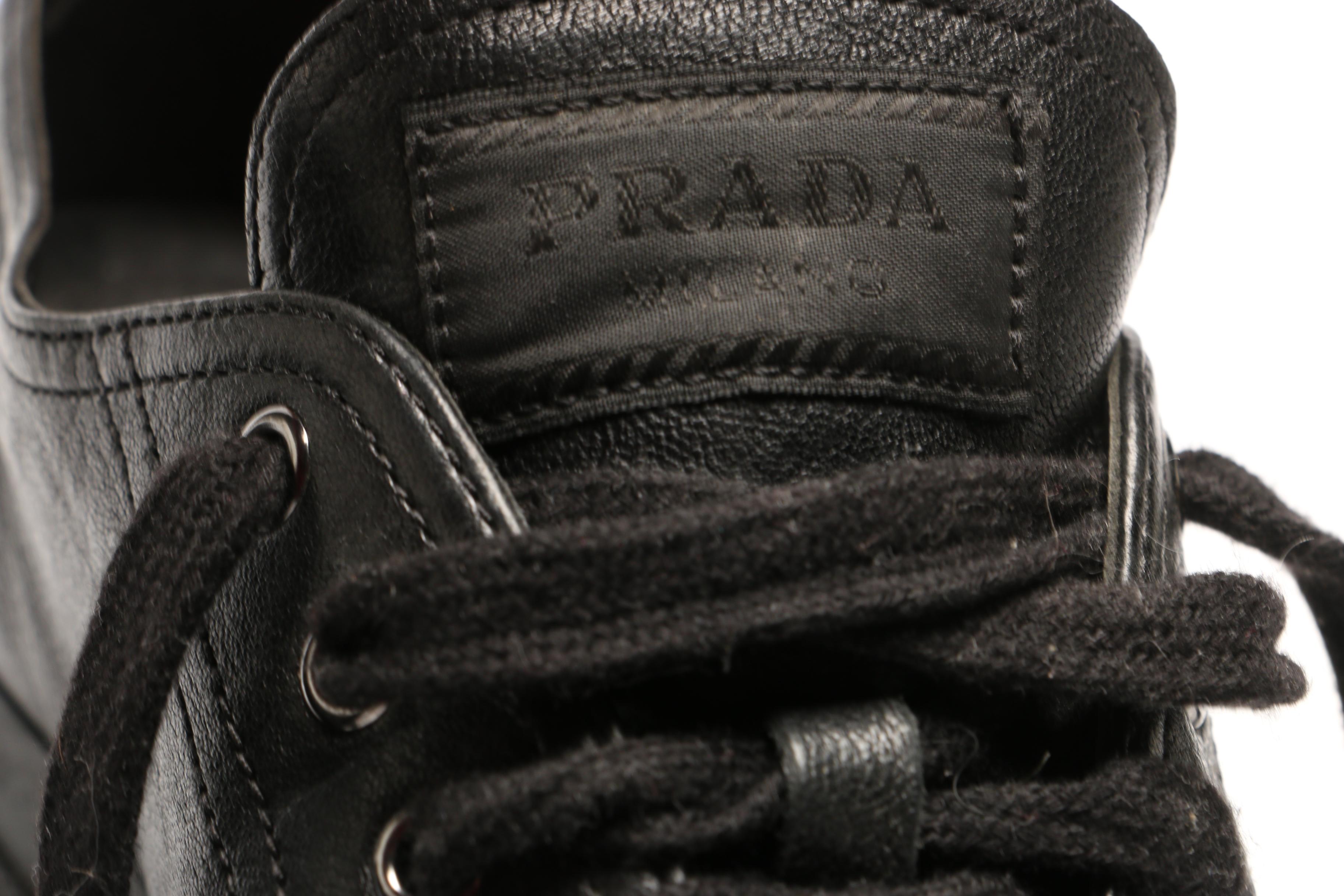 Prada Black Leather Platform Sneakers