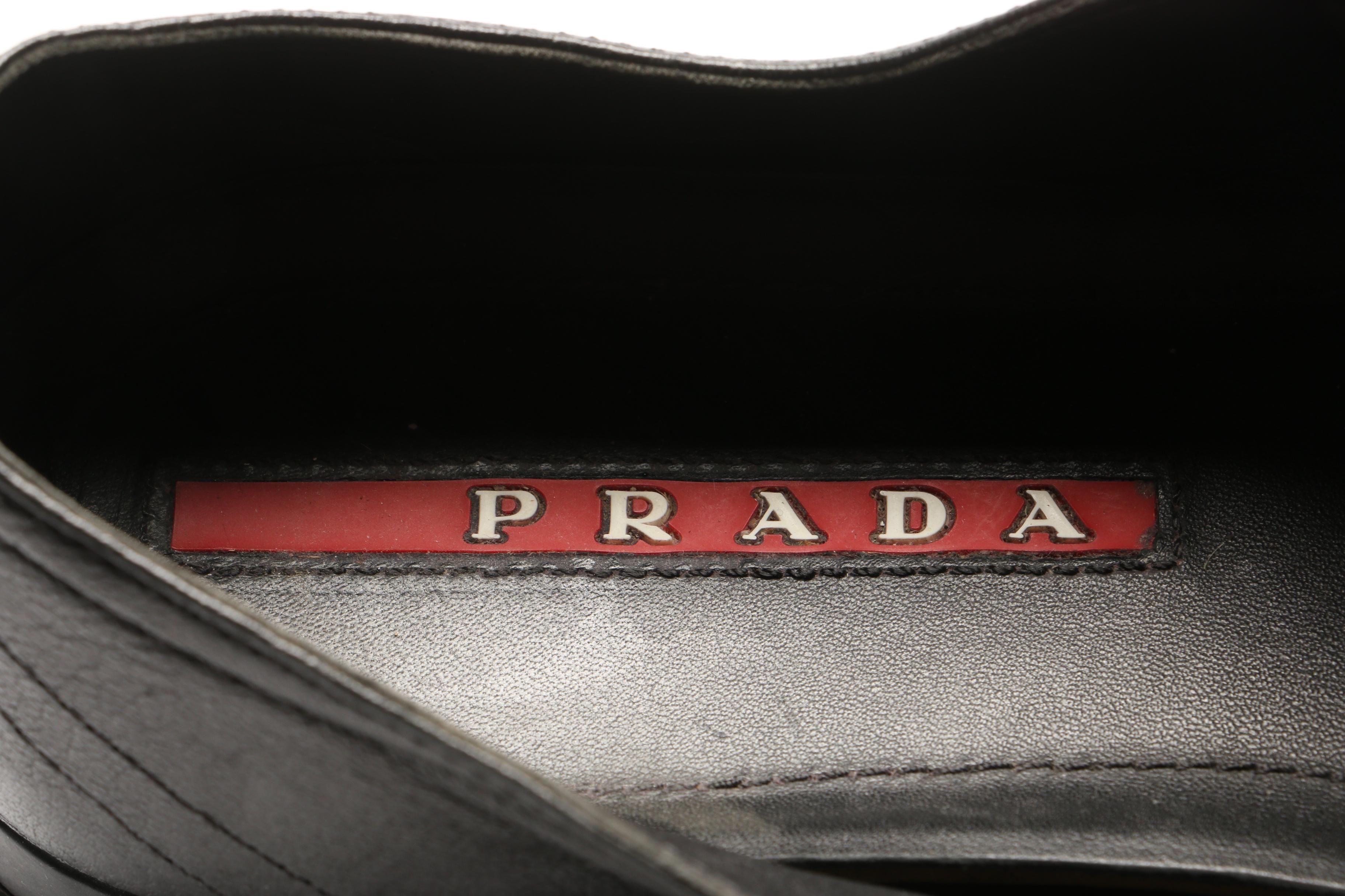 Prada Black Leather Platform Sneakers