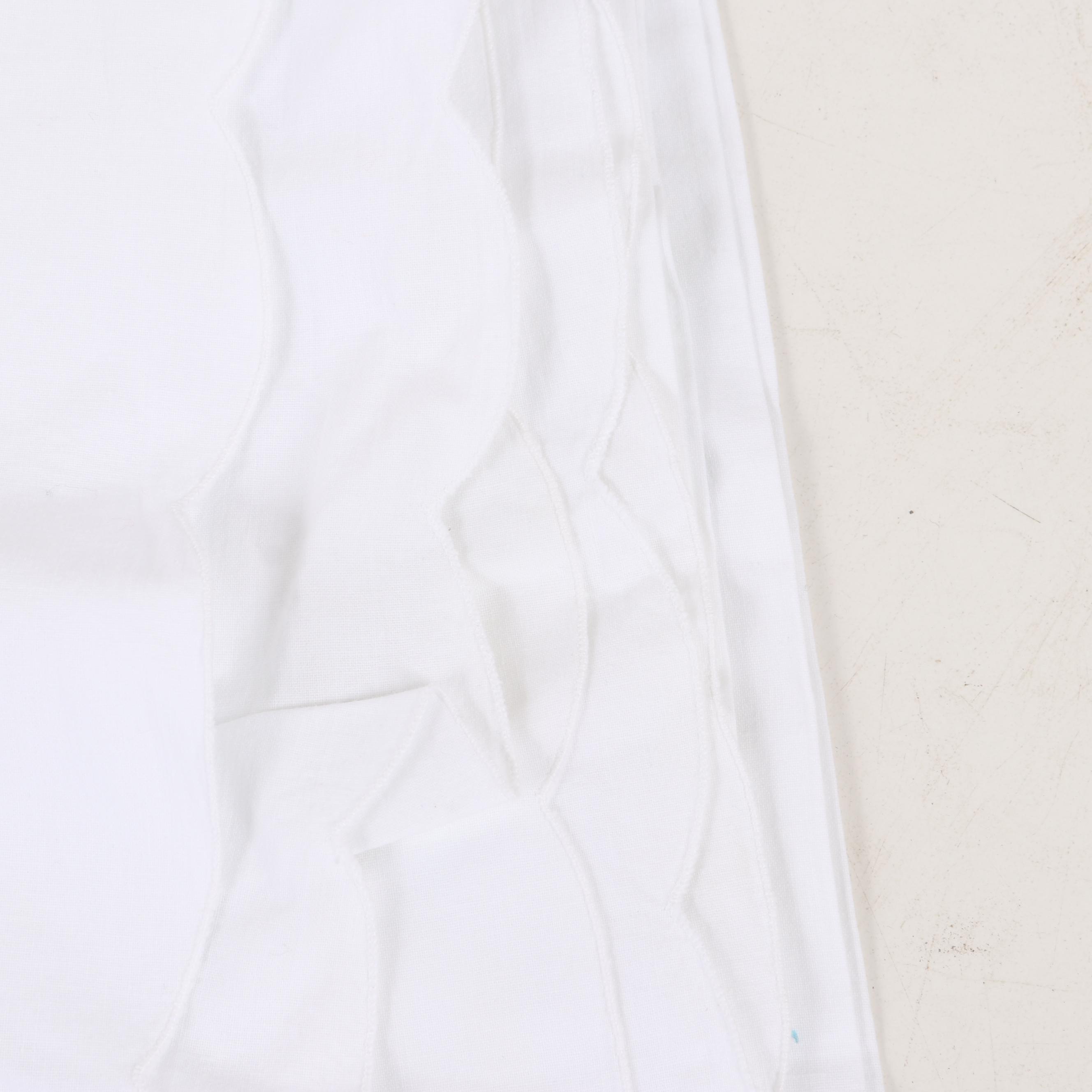 Hand Embroidered Linen Tablecloth and Runner, Mid-20th Century