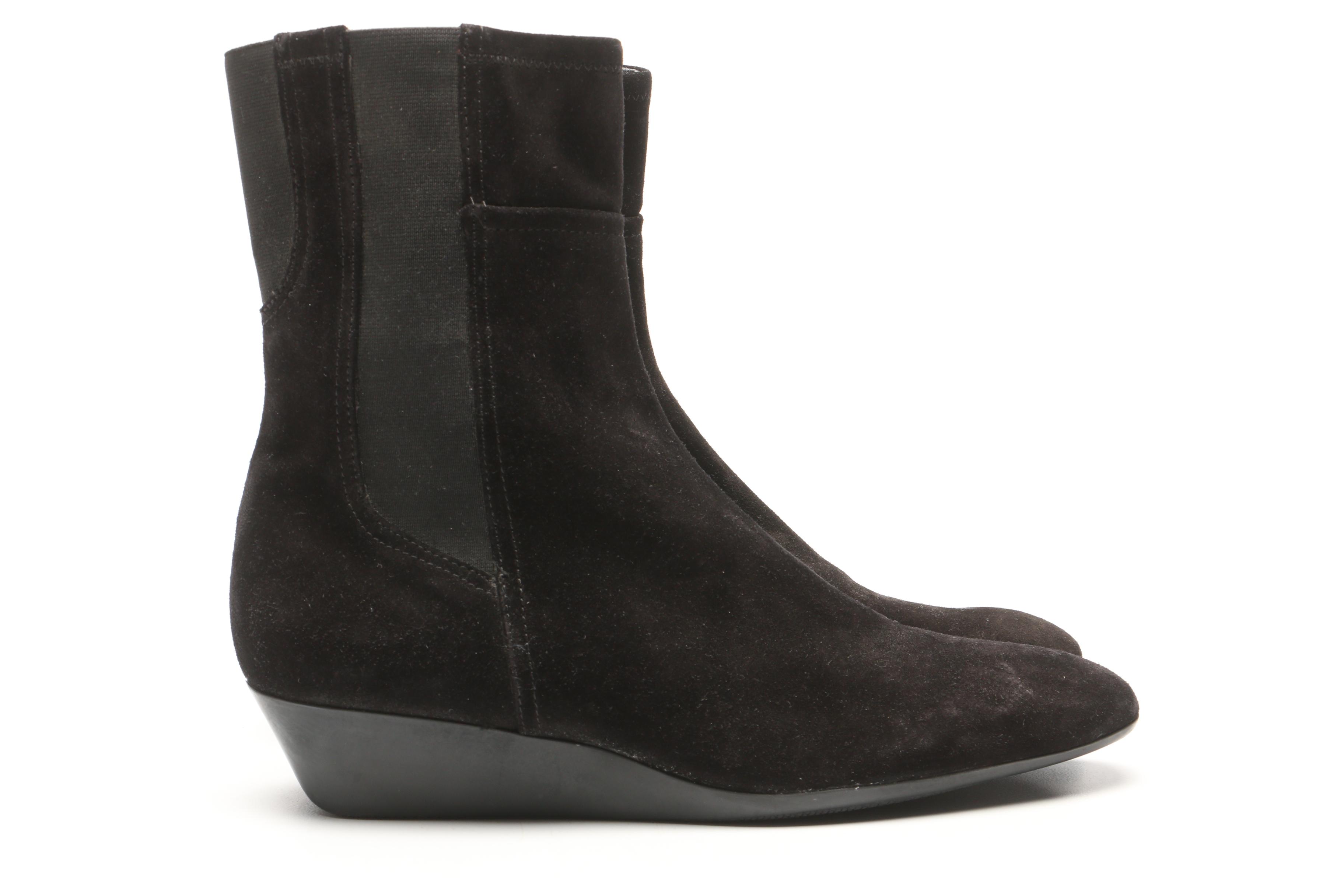 Prada Black Suede Wedge Boots, Made in Italy