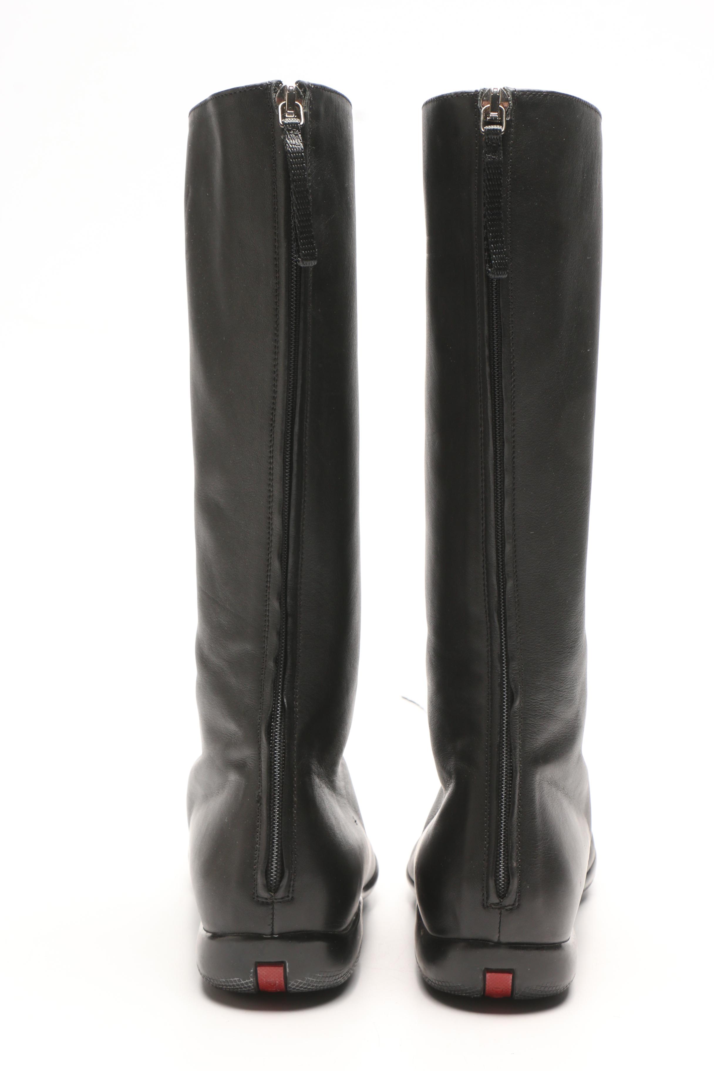 Prada Black Leather Boots, Made in Italy