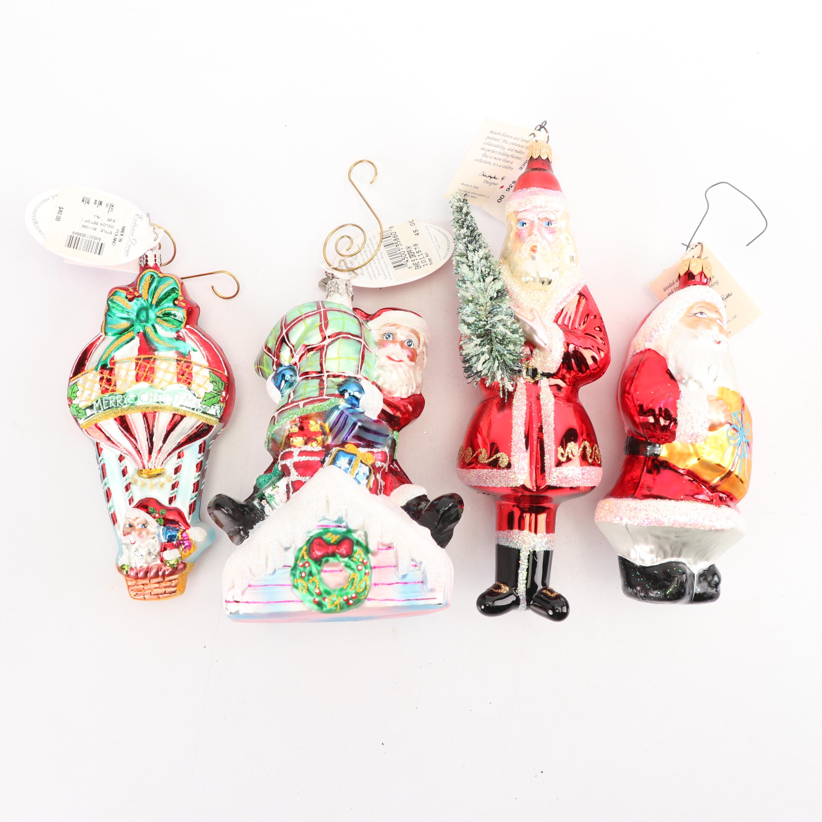 Christopher Radko Blown Glass Santa Claus Ornaments, 1990s