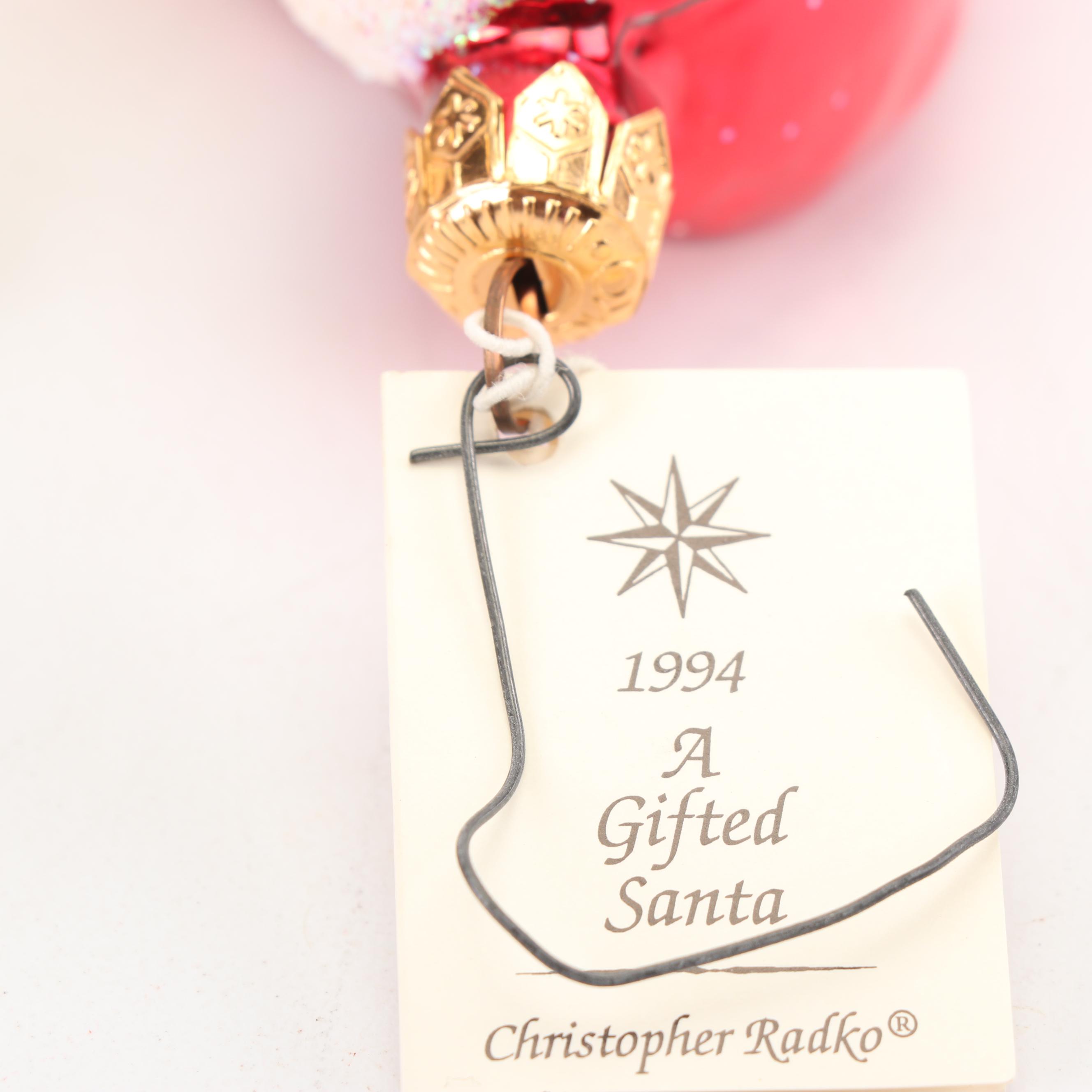 Christopher Radko Blown Glass Santa Claus Ornaments, 1990s