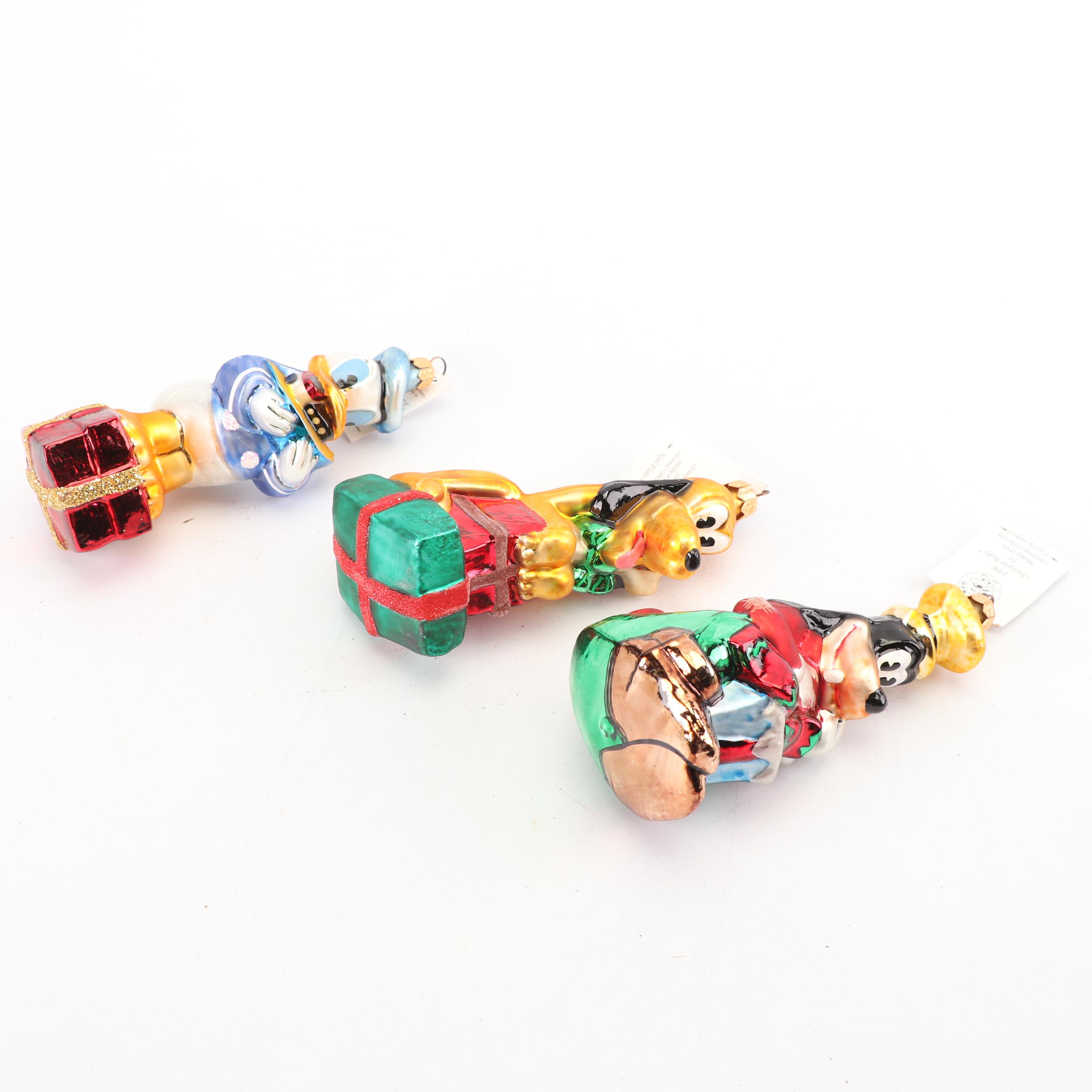Christopher Radko "Mickey & Co." Blown Glass Ornaments, 1990s