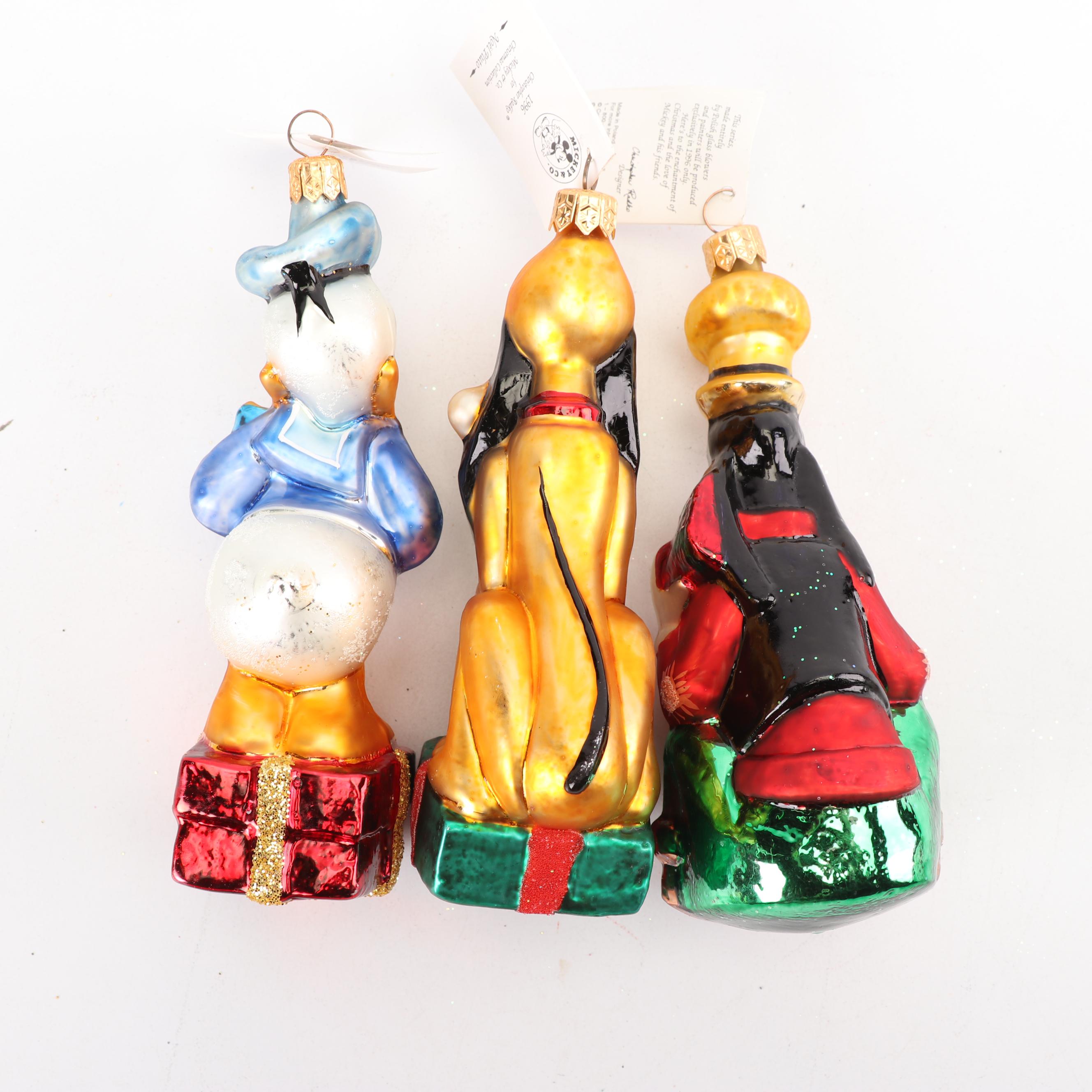 Christopher Radko "Mickey & Co." Blown Glass Ornaments, 1990s