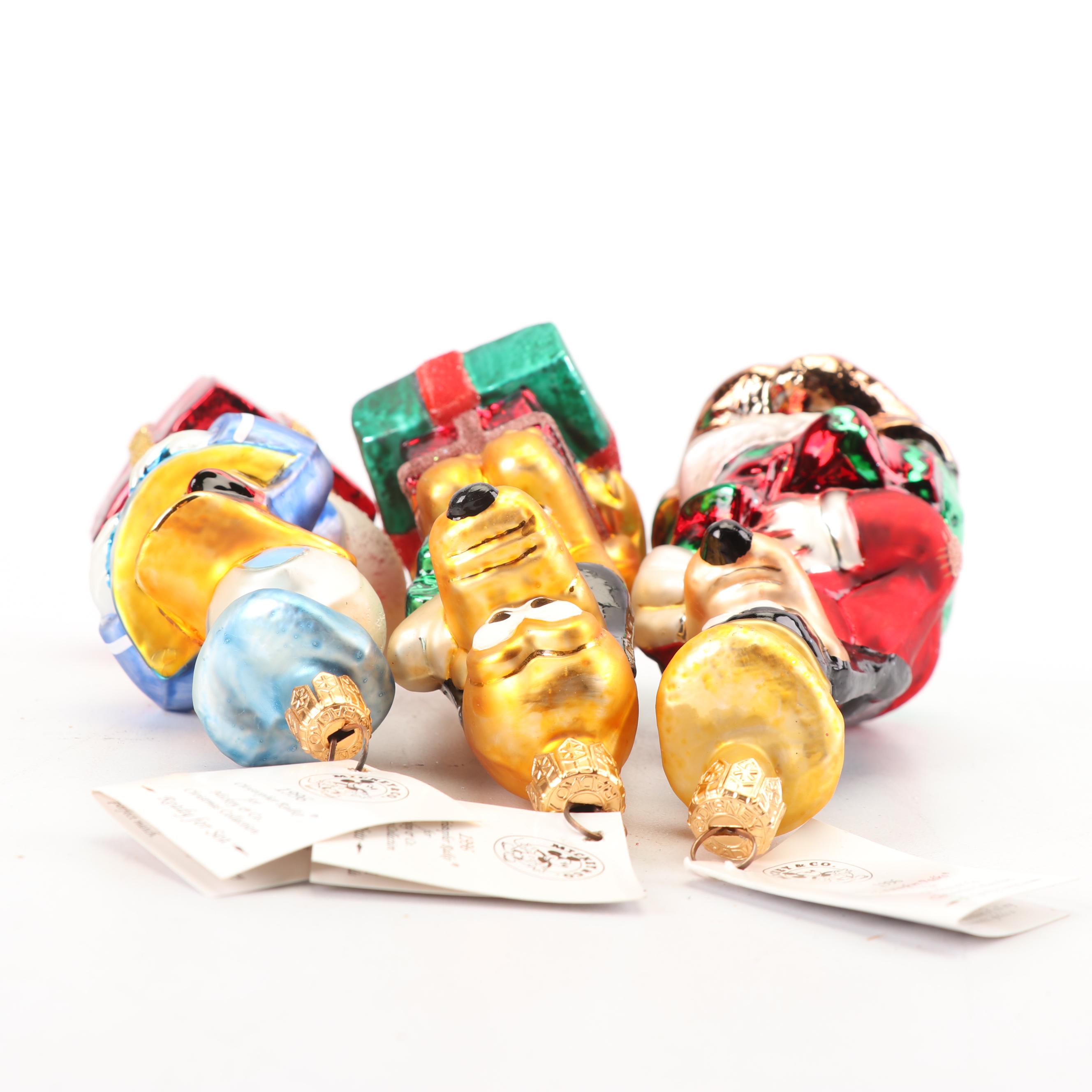 Christopher Radko "Mickey & Co." Blown Glass Ornaments, 1990s