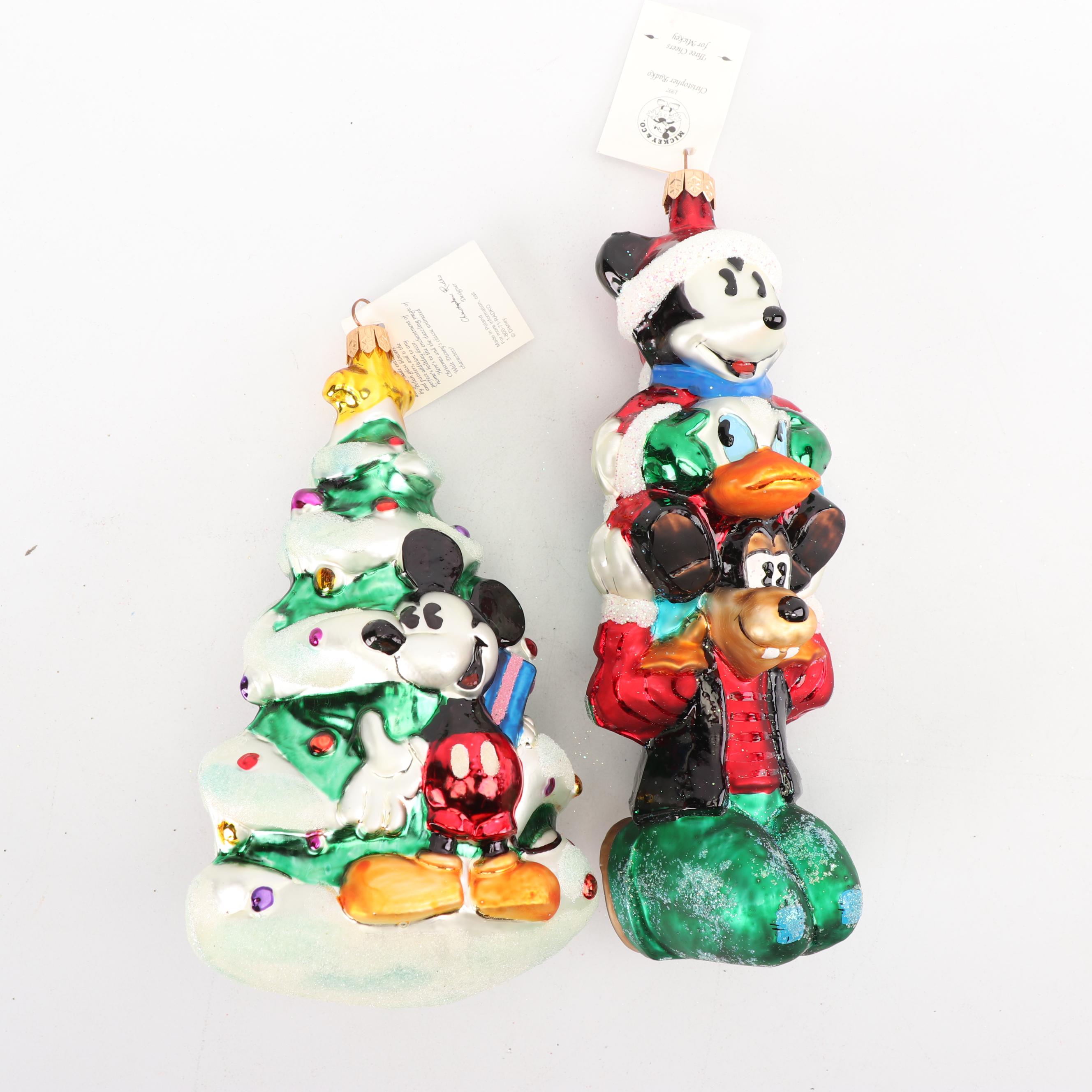 Christopher Radko "Mickey & Co." Blown Glass Ornaments, 1990s