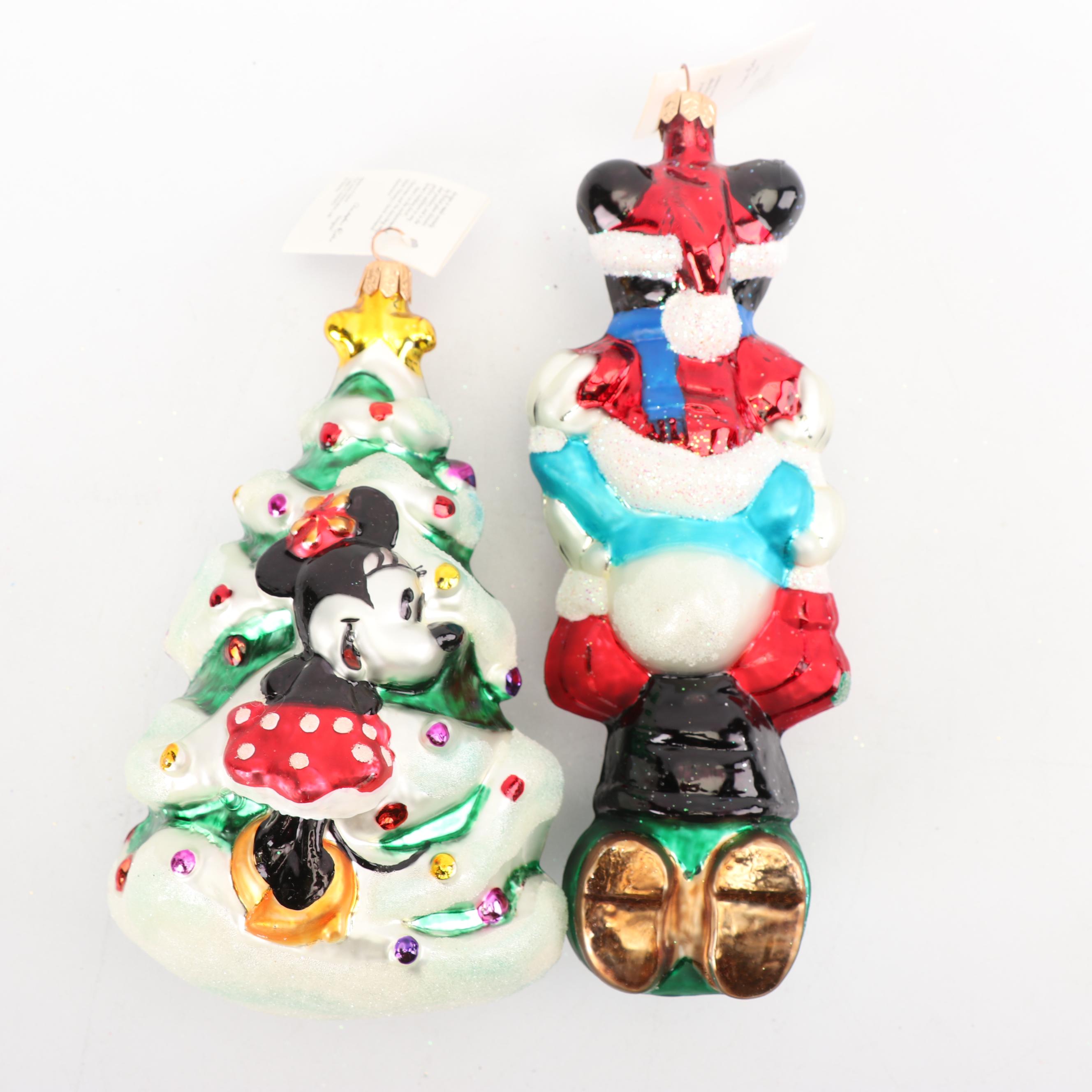 Christopher Radko "Mickey & Co." Blown Glass Ornaments, 1990s