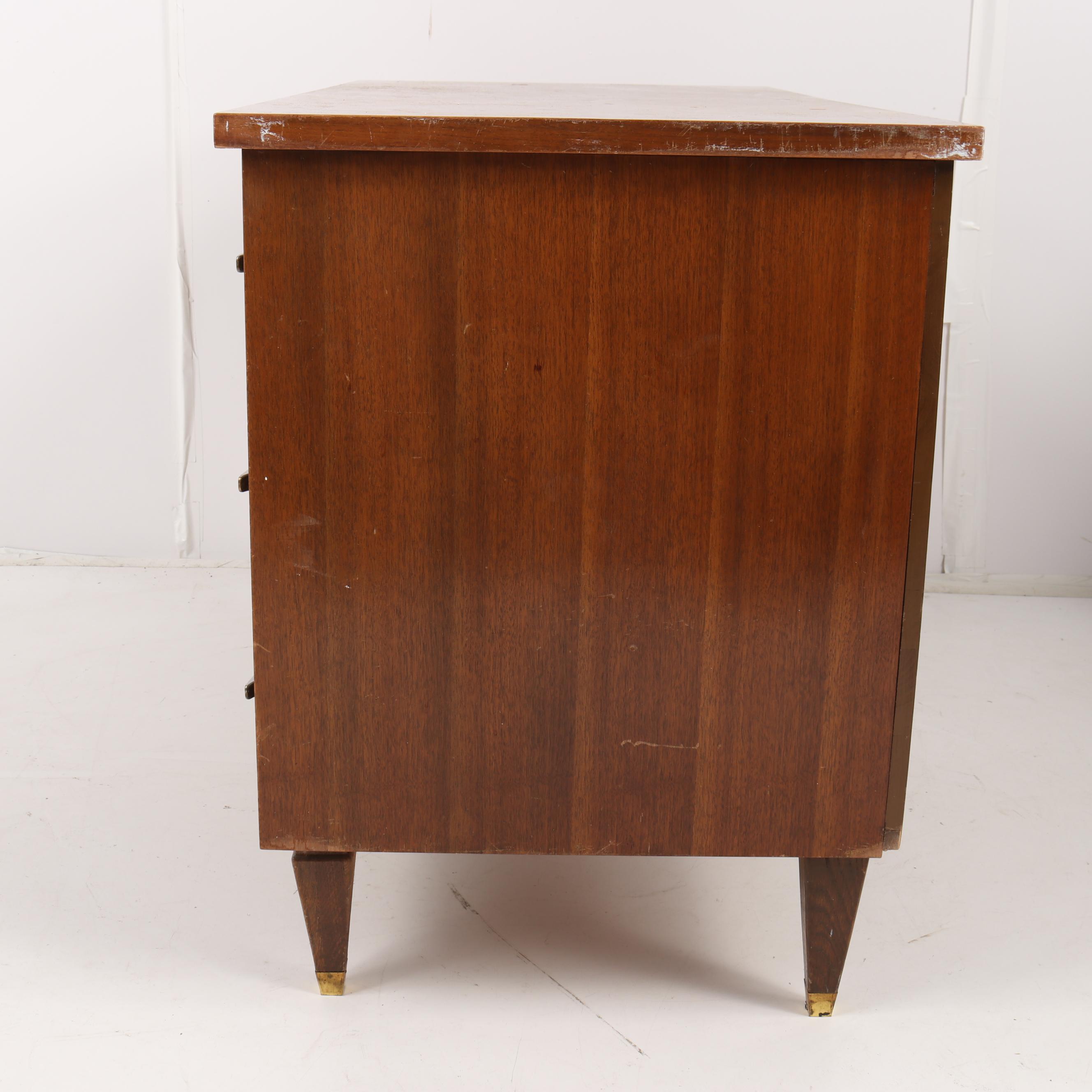 Art Moderne Mahogany Student Desk with Chromed Accents, Early to Mid 20th Cent.