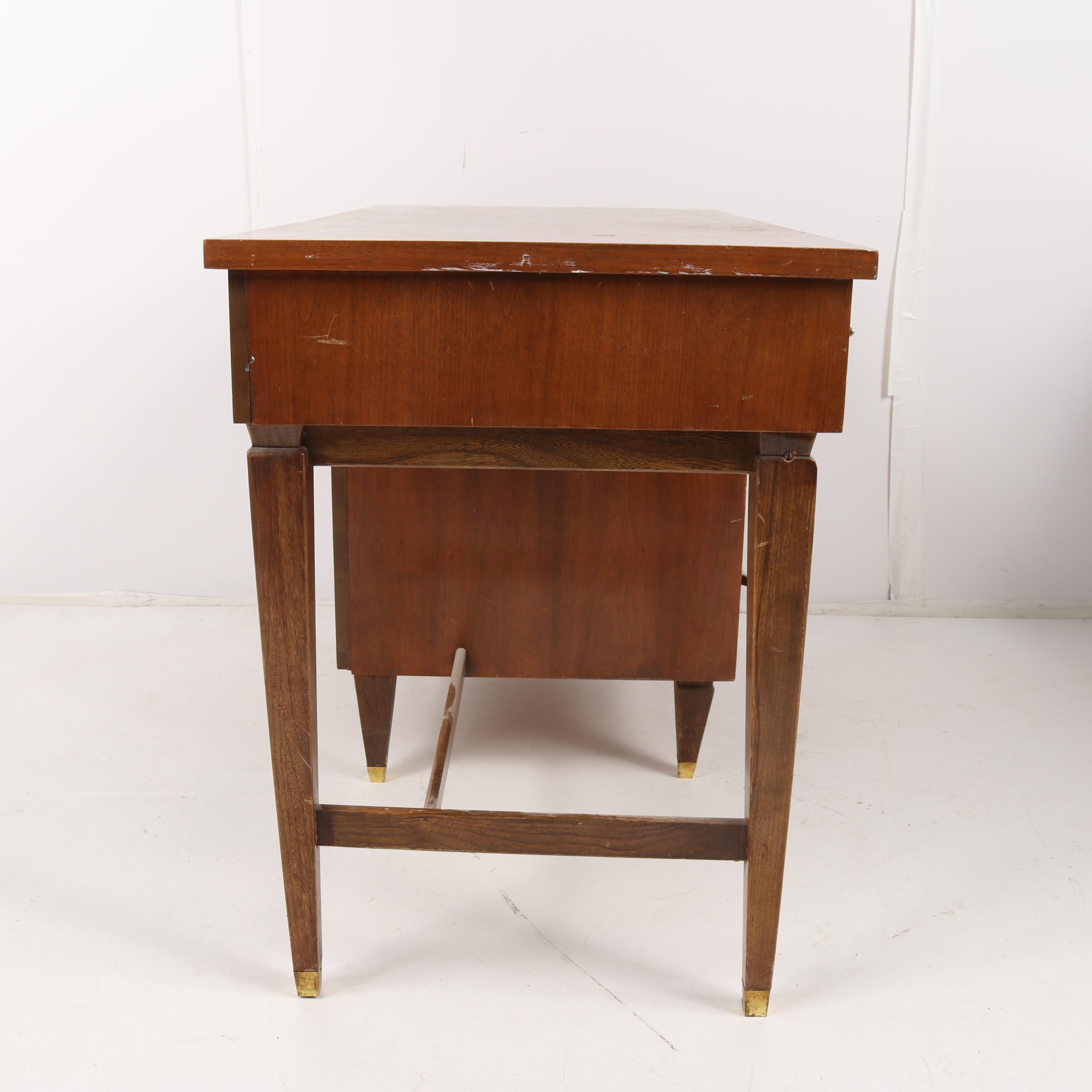 Art Moderne Mahogany Student Desk with Chromed Accents, Early to Mid 20th Cent.