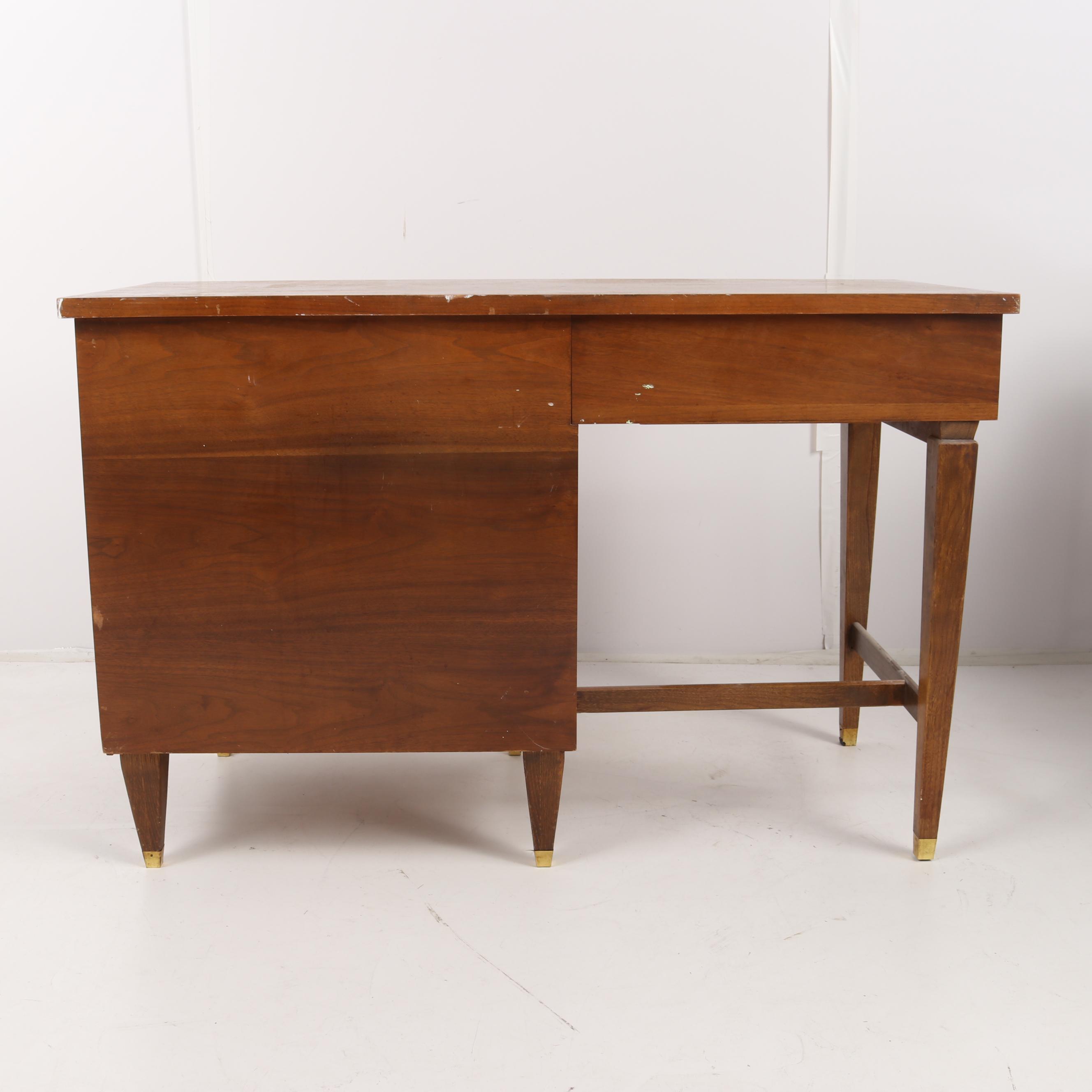 Art Moderne Mahogany Student Desk with Chromed Accents, Early to Mid 20th Cent.