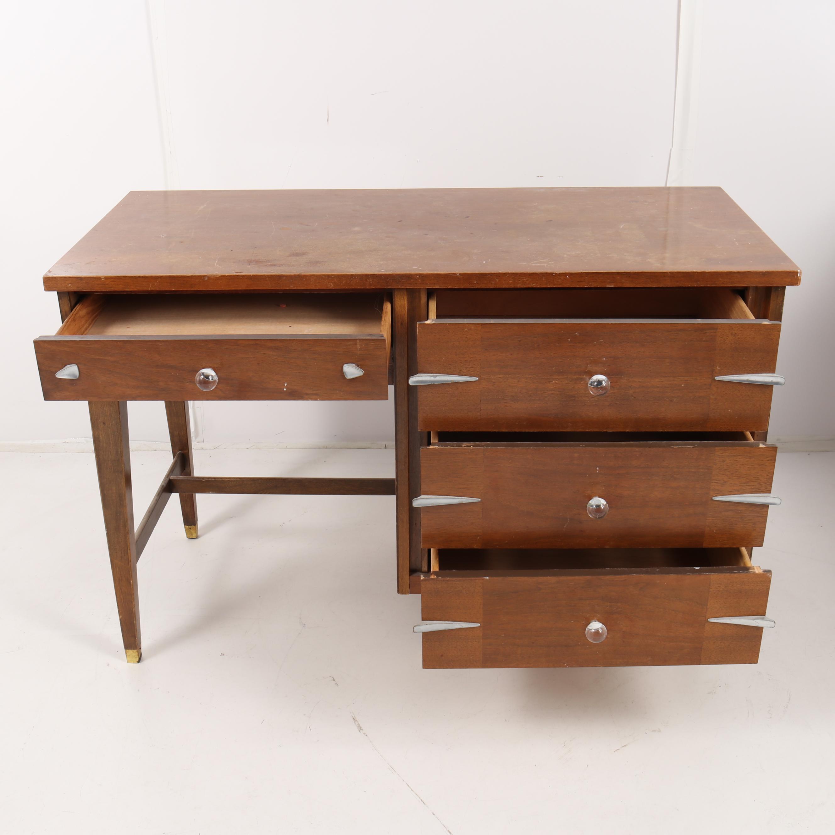 Art Moderne Mahogany Student Desk with Chromed Accents, Early to Mid 20th Cent.