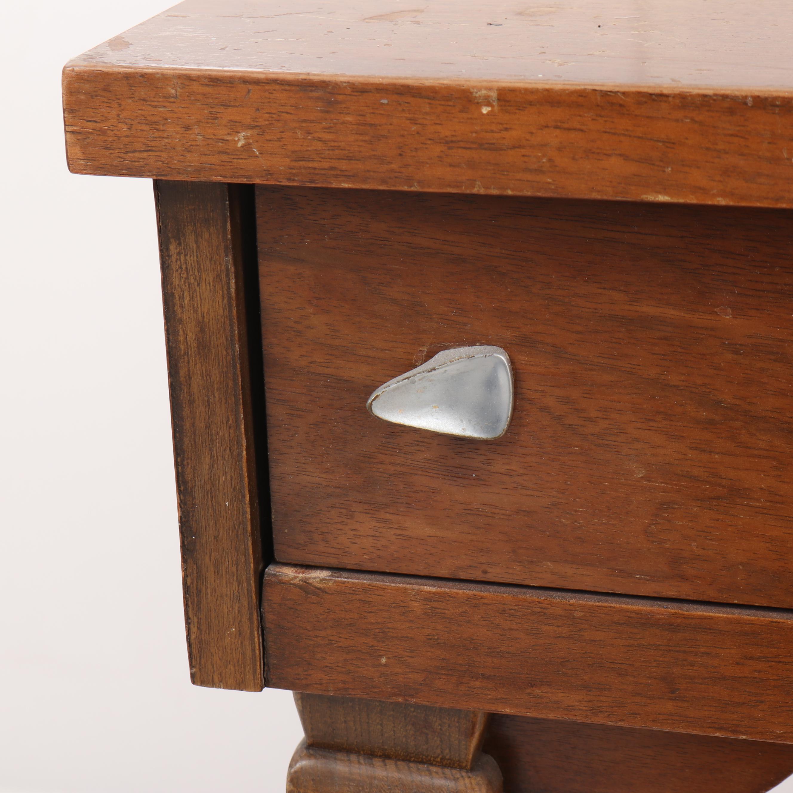 Art Moderne Mahogany Student Desk with Chromed Accents, Early to Mid 20th Cent.