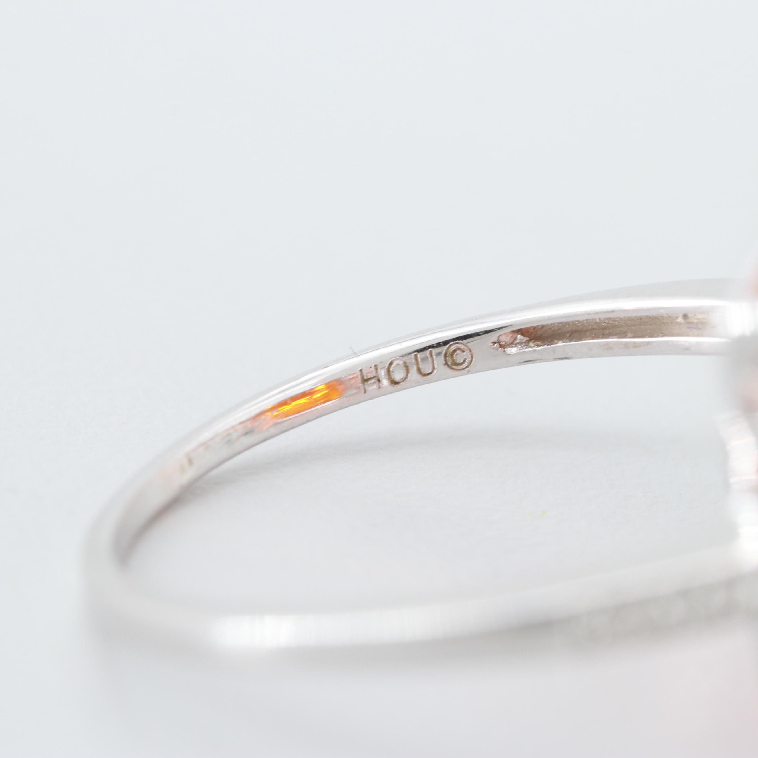 Sterling Silver Glass and Diamond Ring