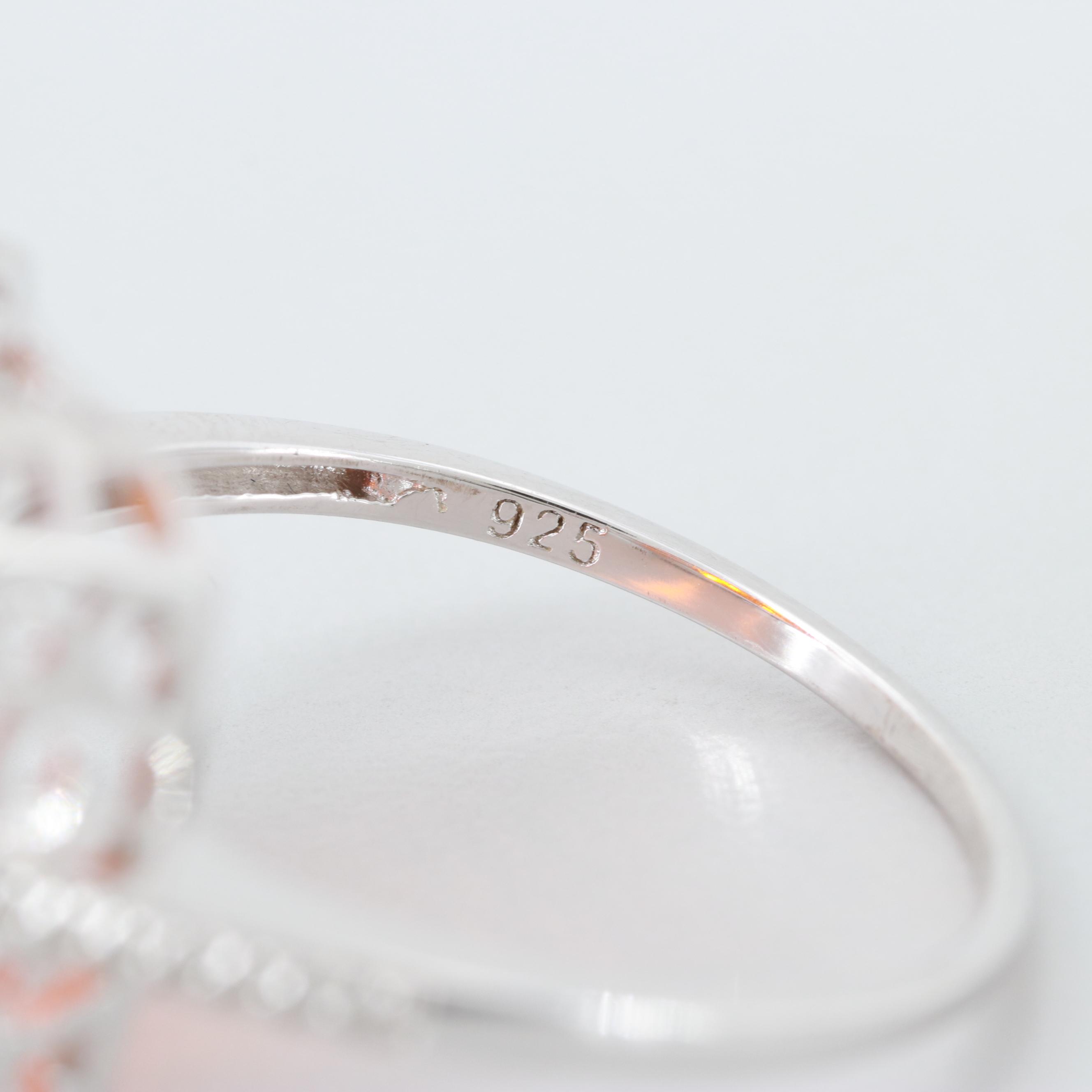 Sterling Silver Glass and Diamond Ring