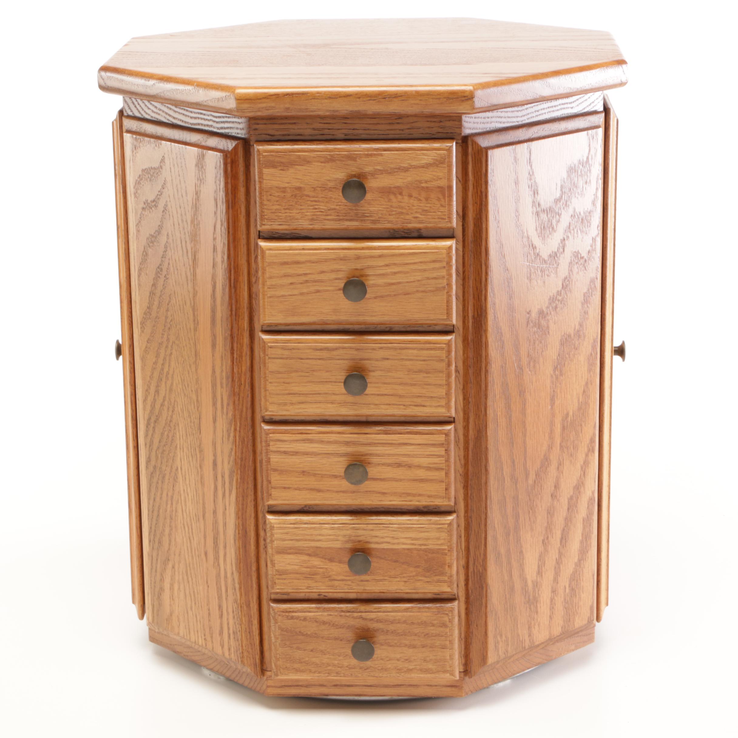 Octagonal Oak Countertop Jewelry Chest Amish Made by Miller's Furniture