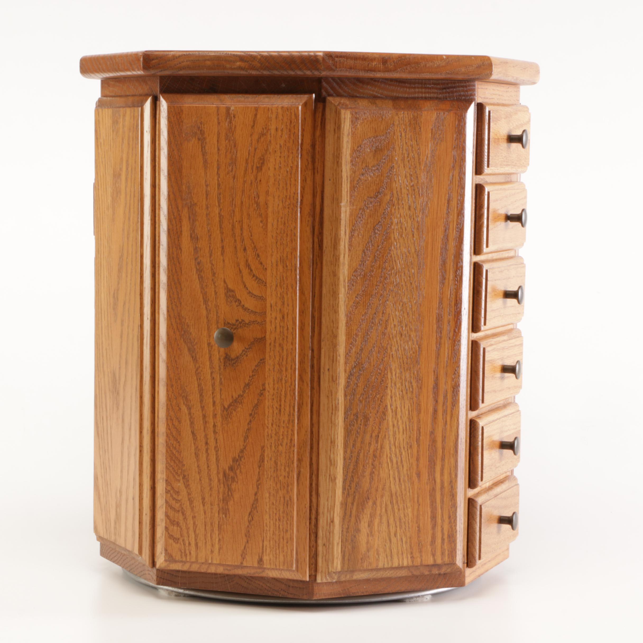 Octagonal Oak Countertop Jewelry Chest Amish Made by Miller's Furniture