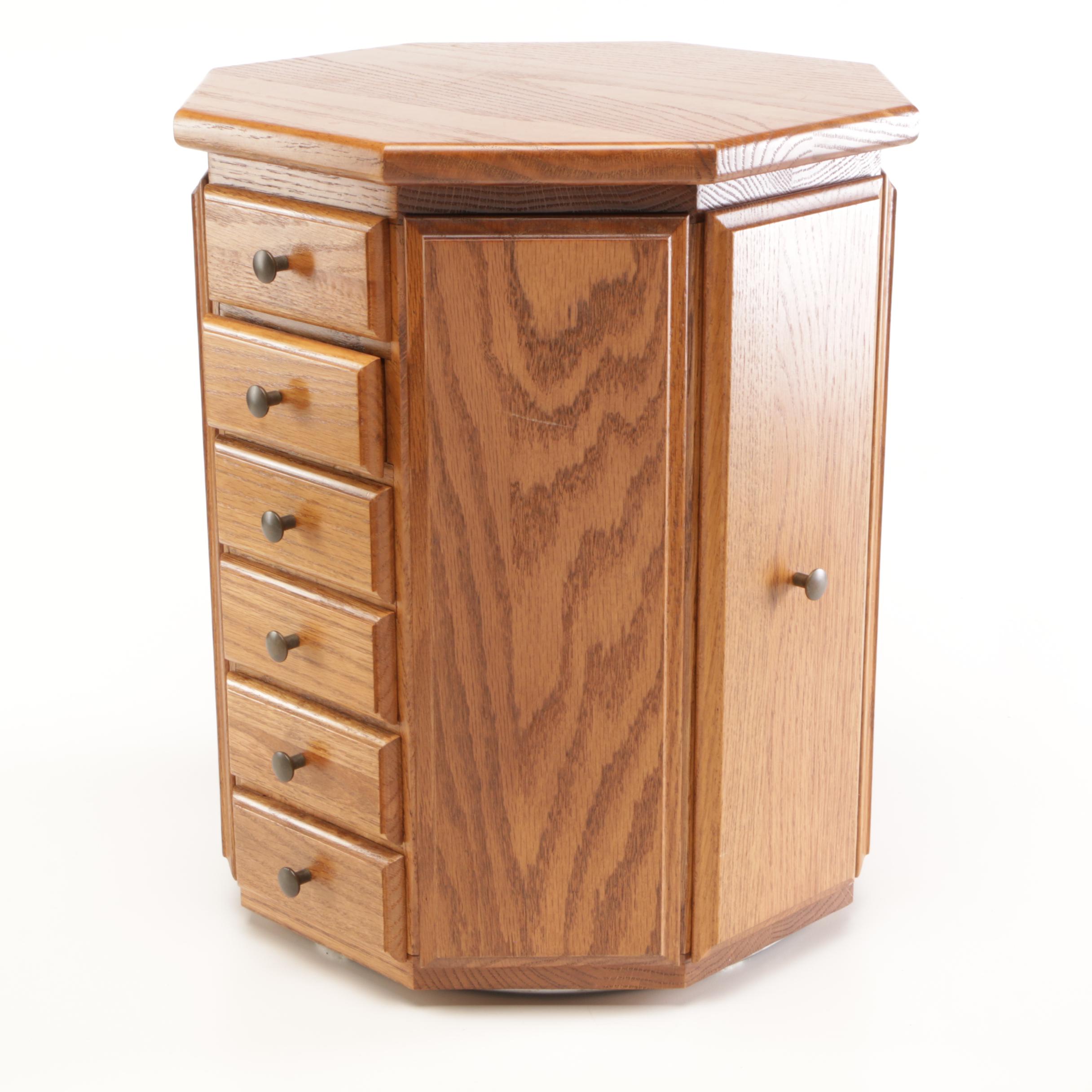 Octagonal Oak Countertop Jewelry Chest Amish Made by Miller's Furniture