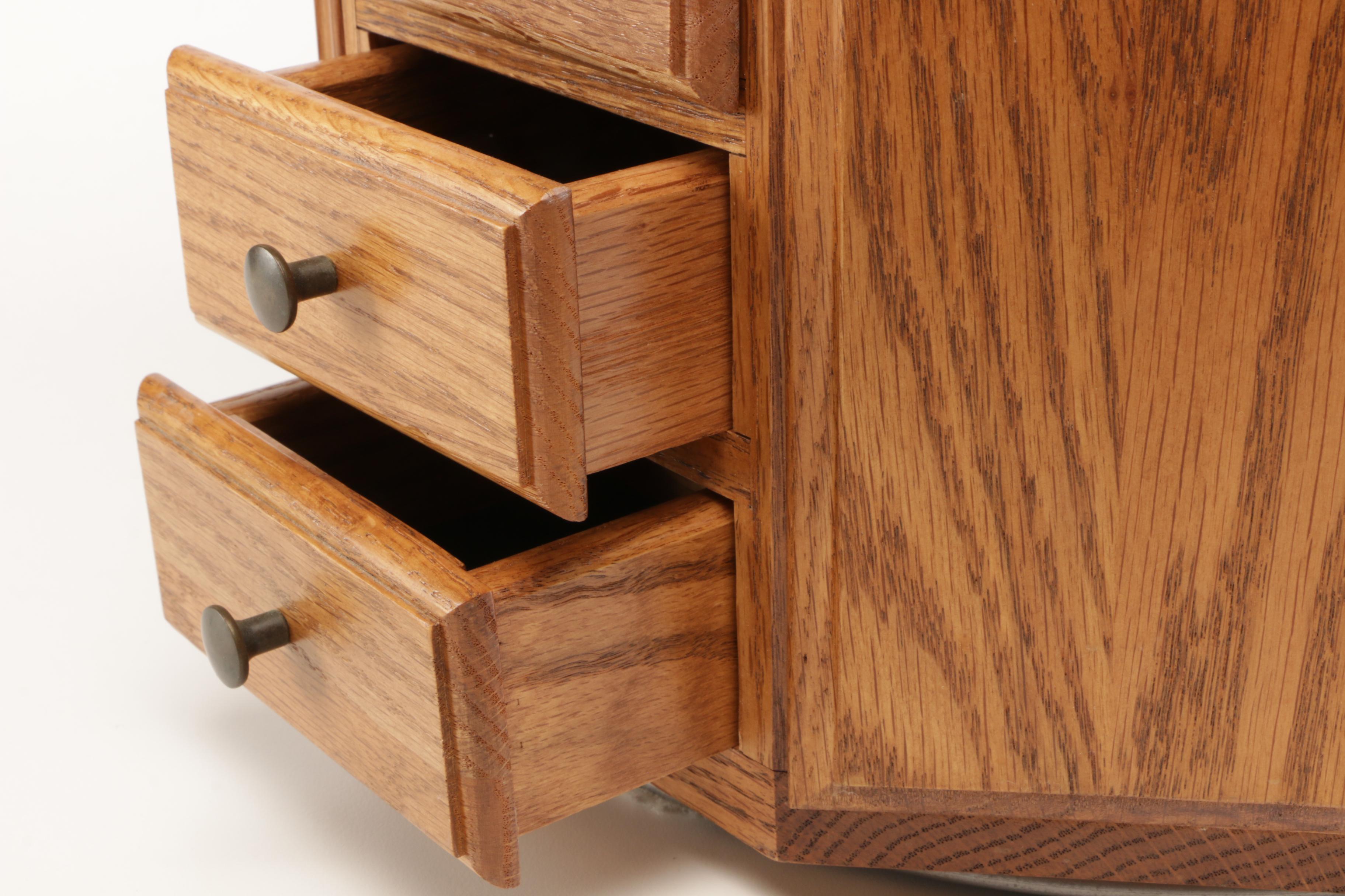Octagonal Oak Countertop Jewelry Chest Amish Made by Miller's Furniture