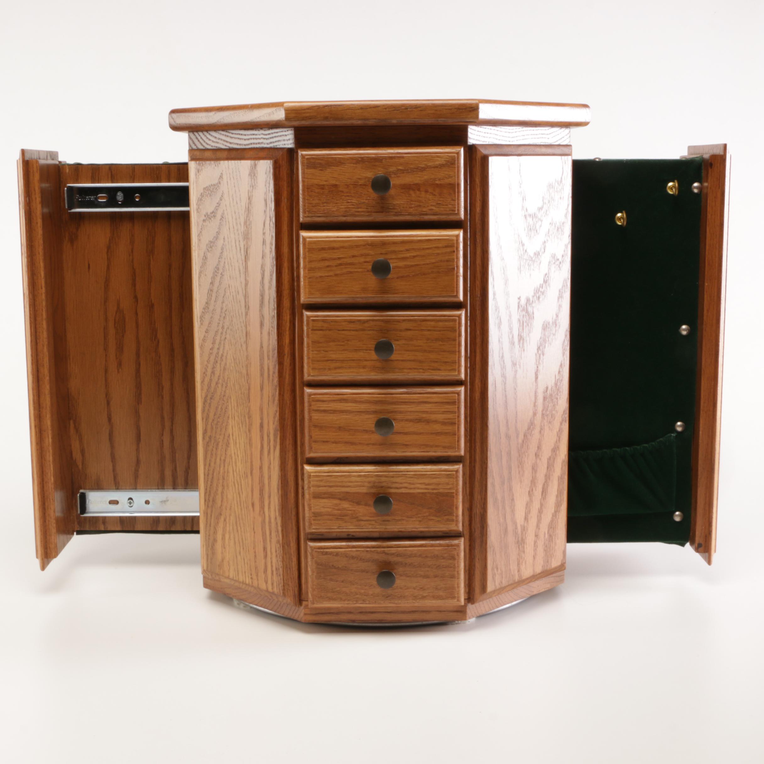 Octagonal Oak Countertop Jewelry Chest Amish Made by Miller's Furniture