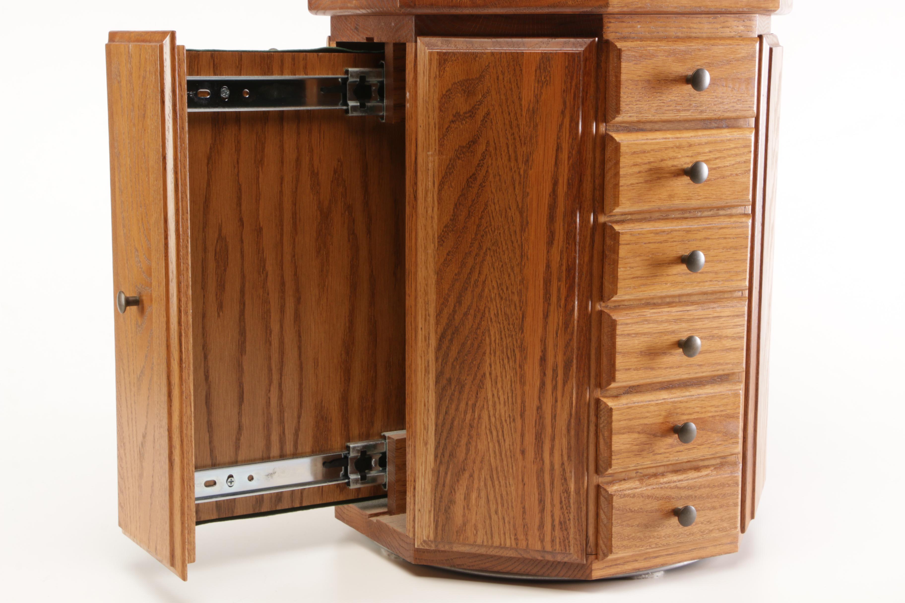Octagonal Oak Countertop Jewelry Chest Amish Made by Miller's Furniture