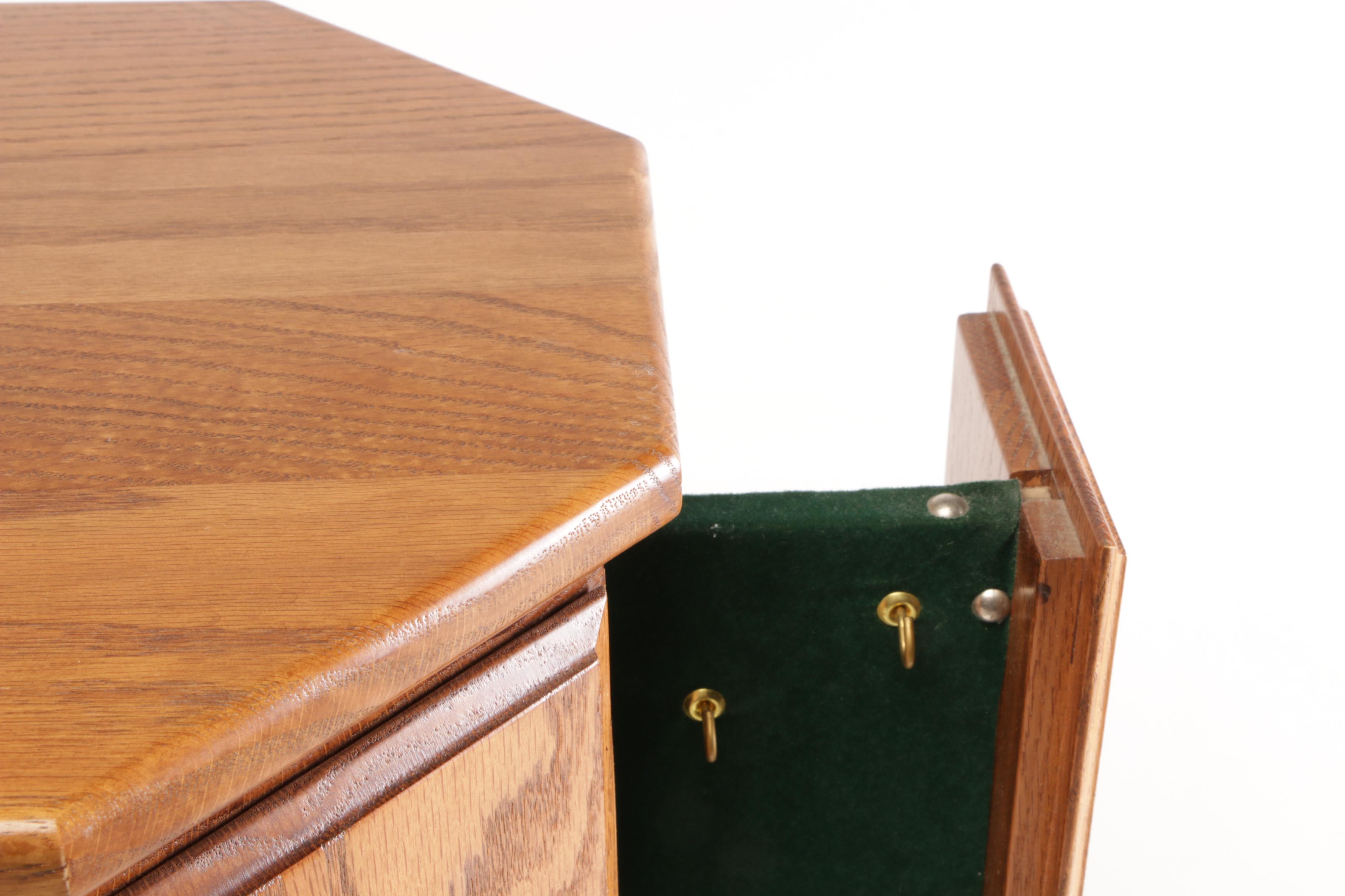 Octagonal Oak Countertop Jewelry Chest Amish Made by Miller's Furniture