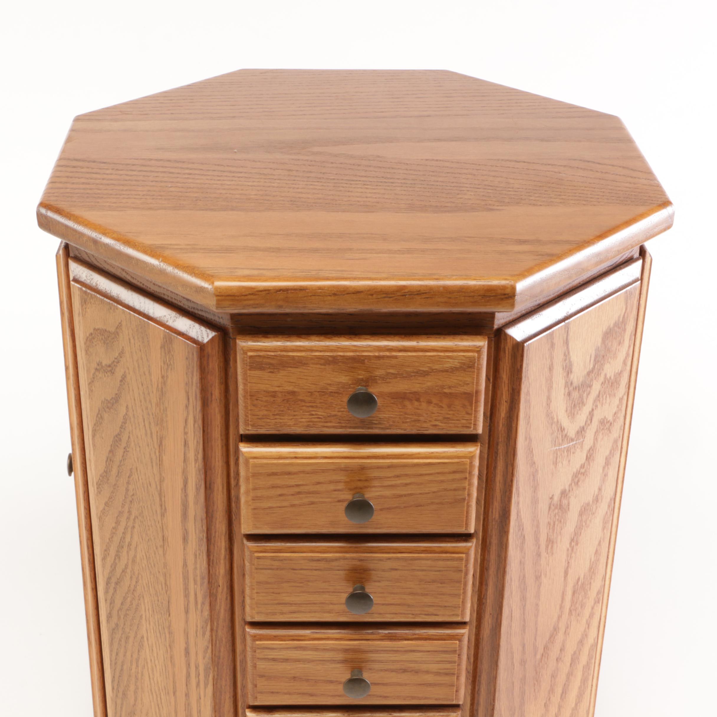 Octagonal Oak Countertop Jewelry Chest Amish Made by Miller's Furniture
