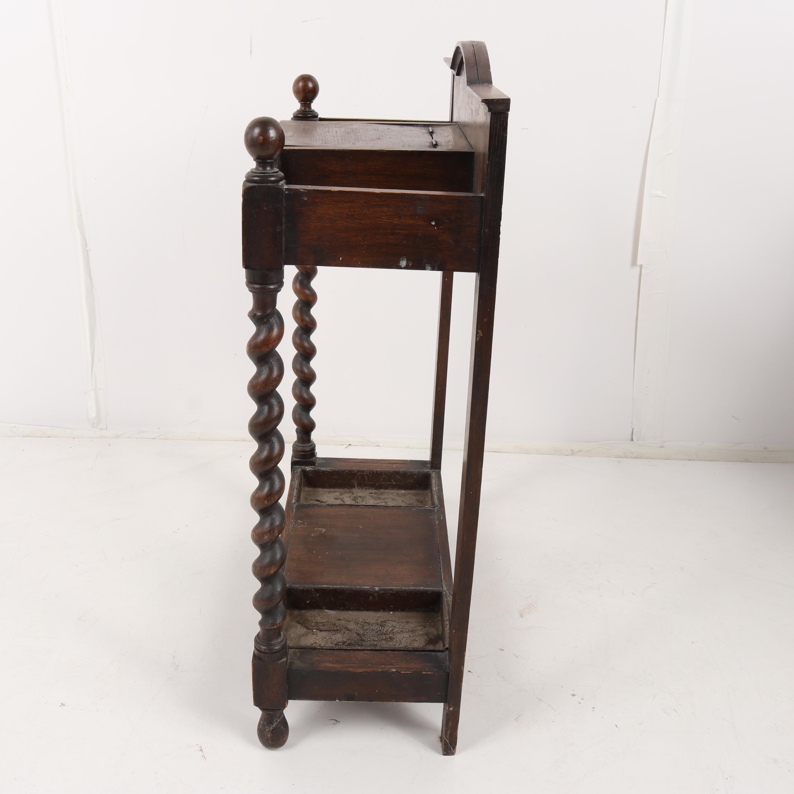 Quartersawn Oak Hall Table with Umbrella Trays, 20th Century