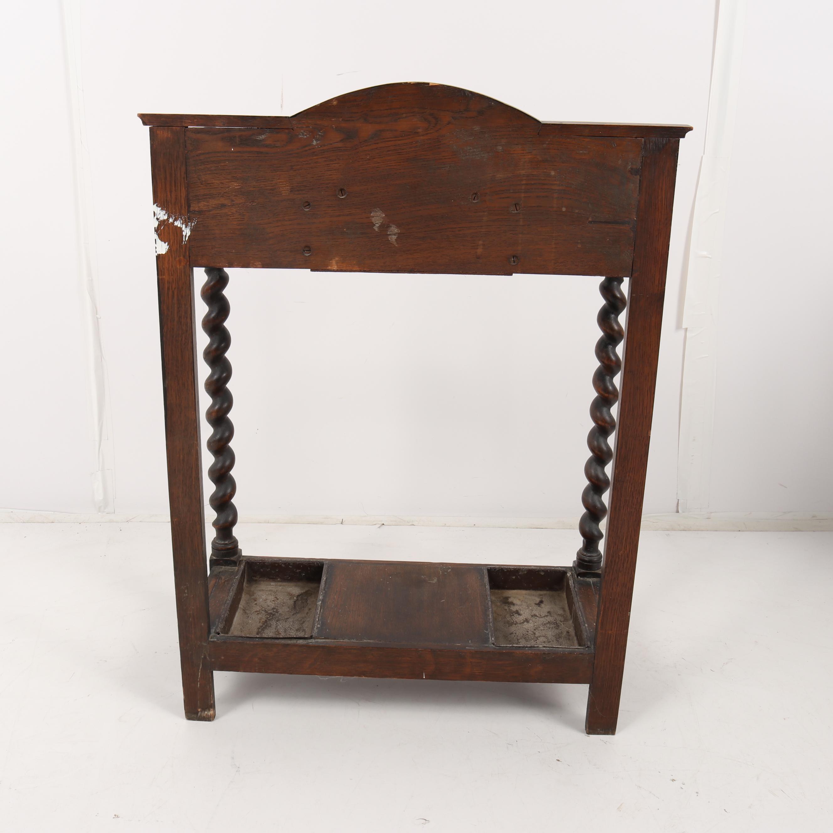 Quartersawn Oak Hall Table with Umbrella Trays, 20th Century