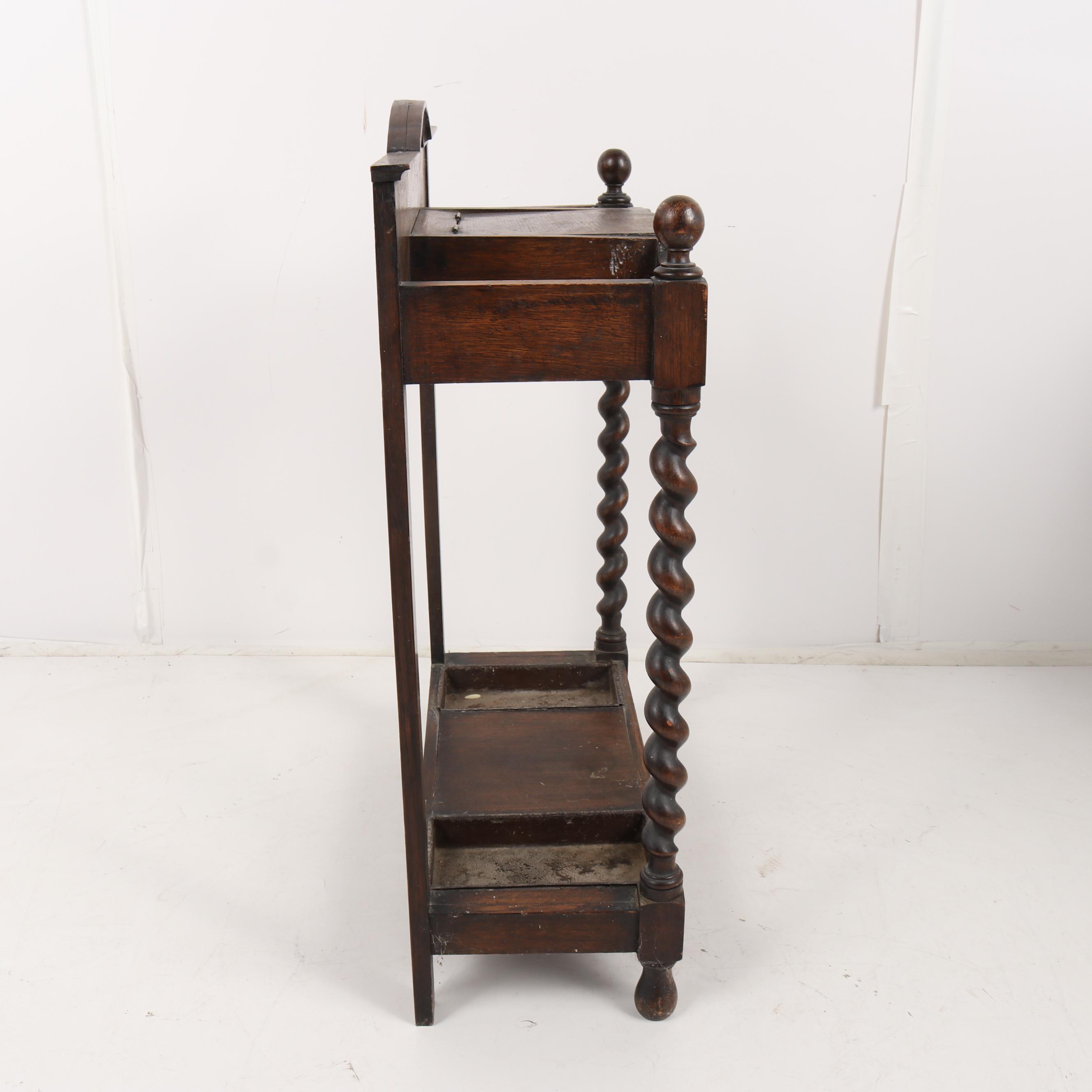 Quartersawn Oak Hall Table with Umbrella Trays, 20th Century