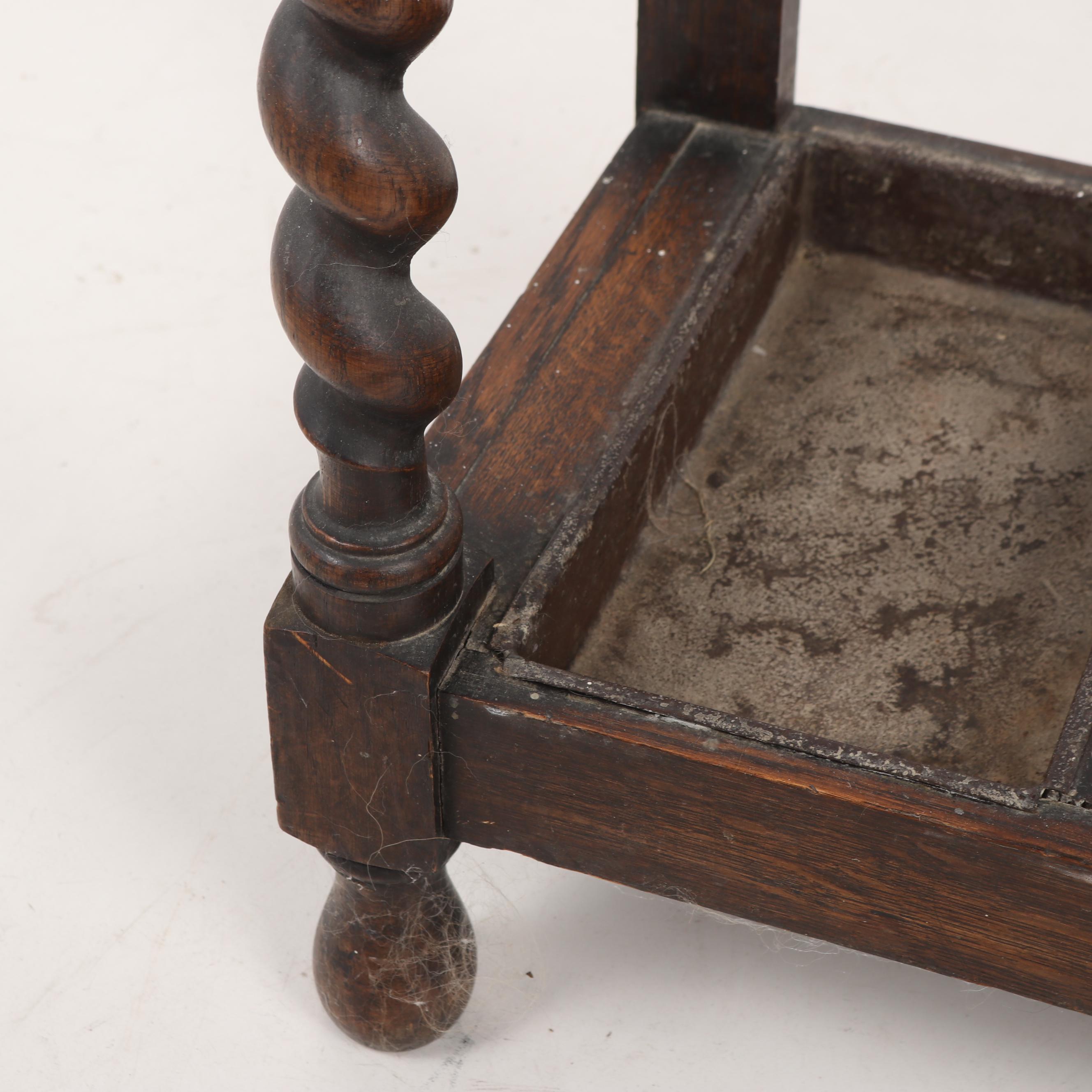 Quartersawn Oak Hall Table with Umbrella Trays, 20th Century