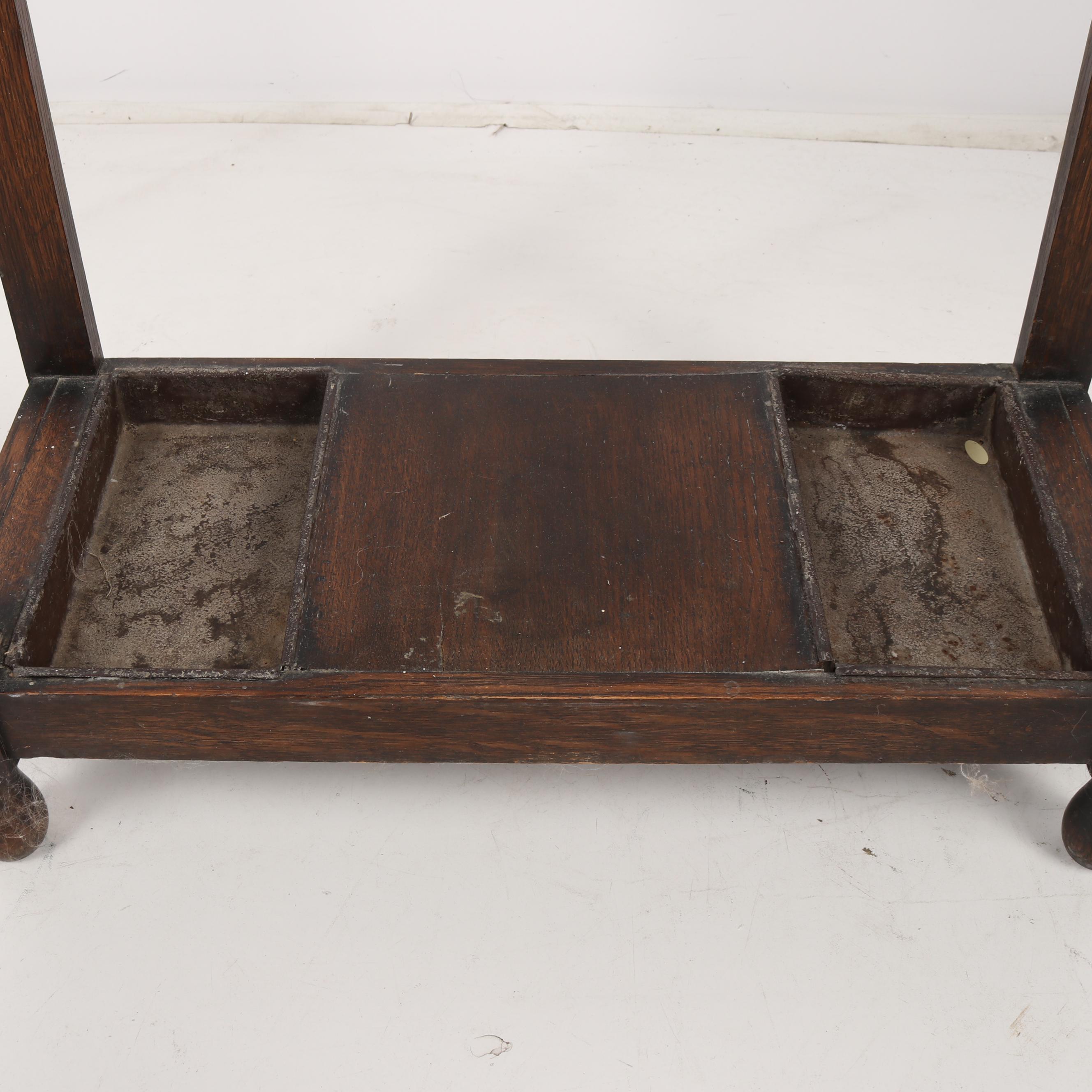 Quartersawn Oak Hall Table with Umbrella Trays, 20th Century