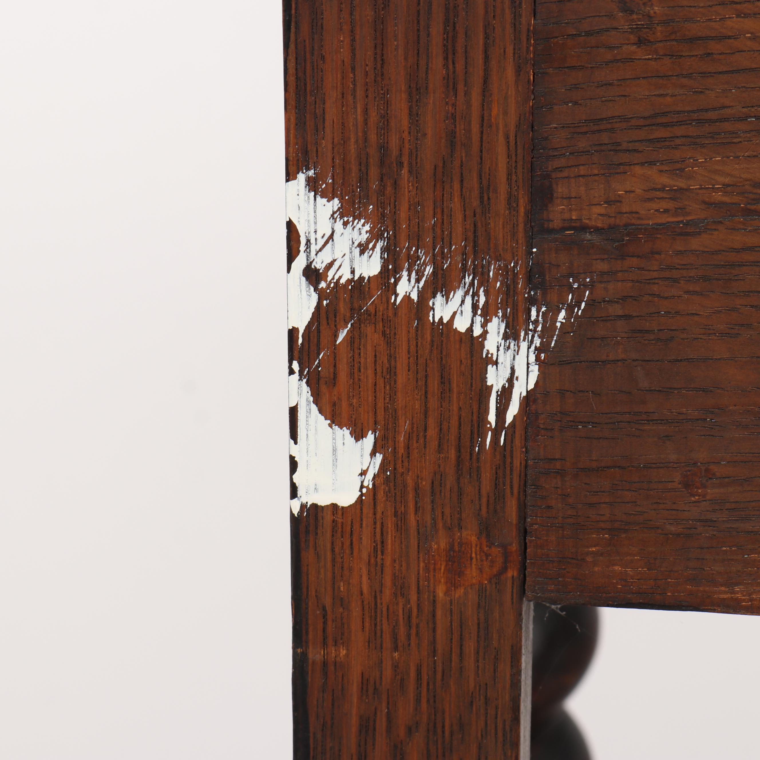 Quartersawn Oak Hall Table with Umbrella Trays, 20th Century