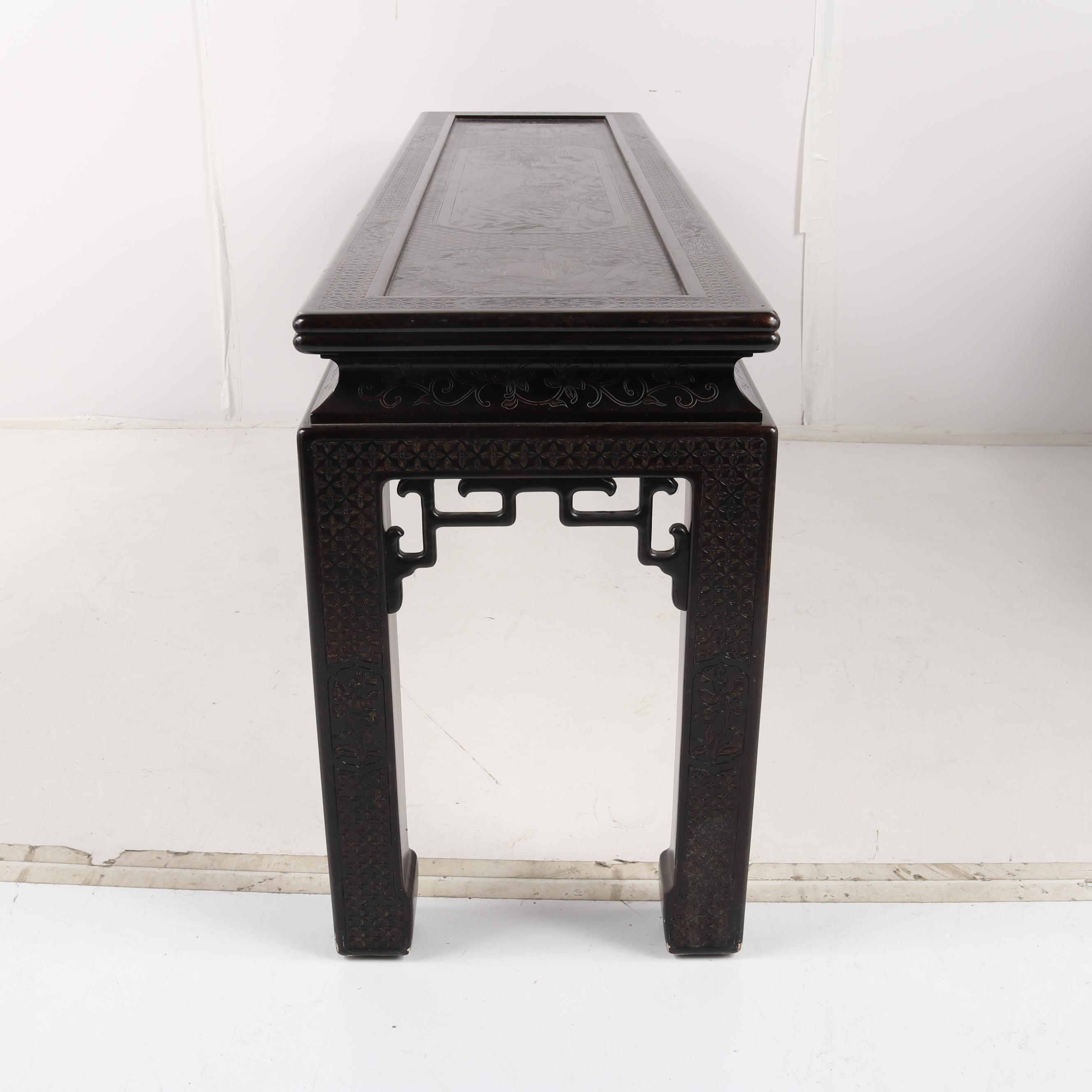 Chinese Carved Hardwood Sofa Table, Mid/Late 20th Century