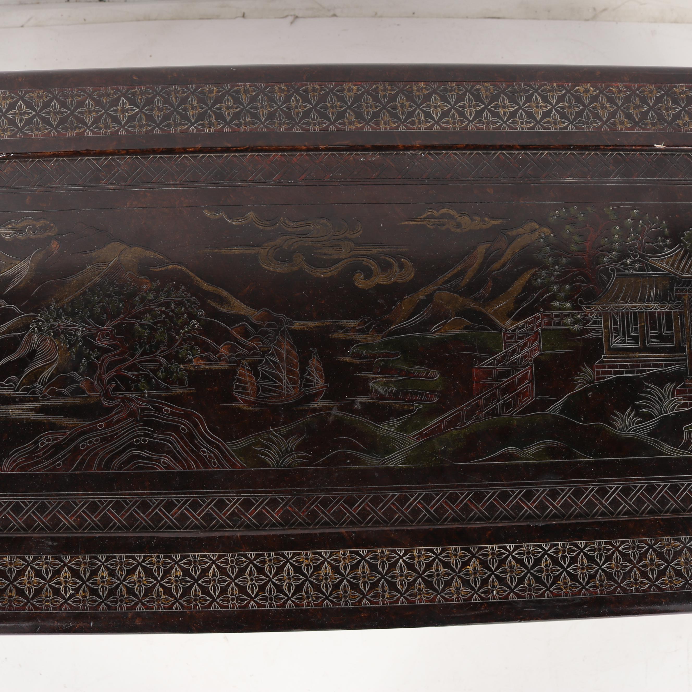 Chinese Carved Hardwood Sofa Table, Mid/Late 20th Century