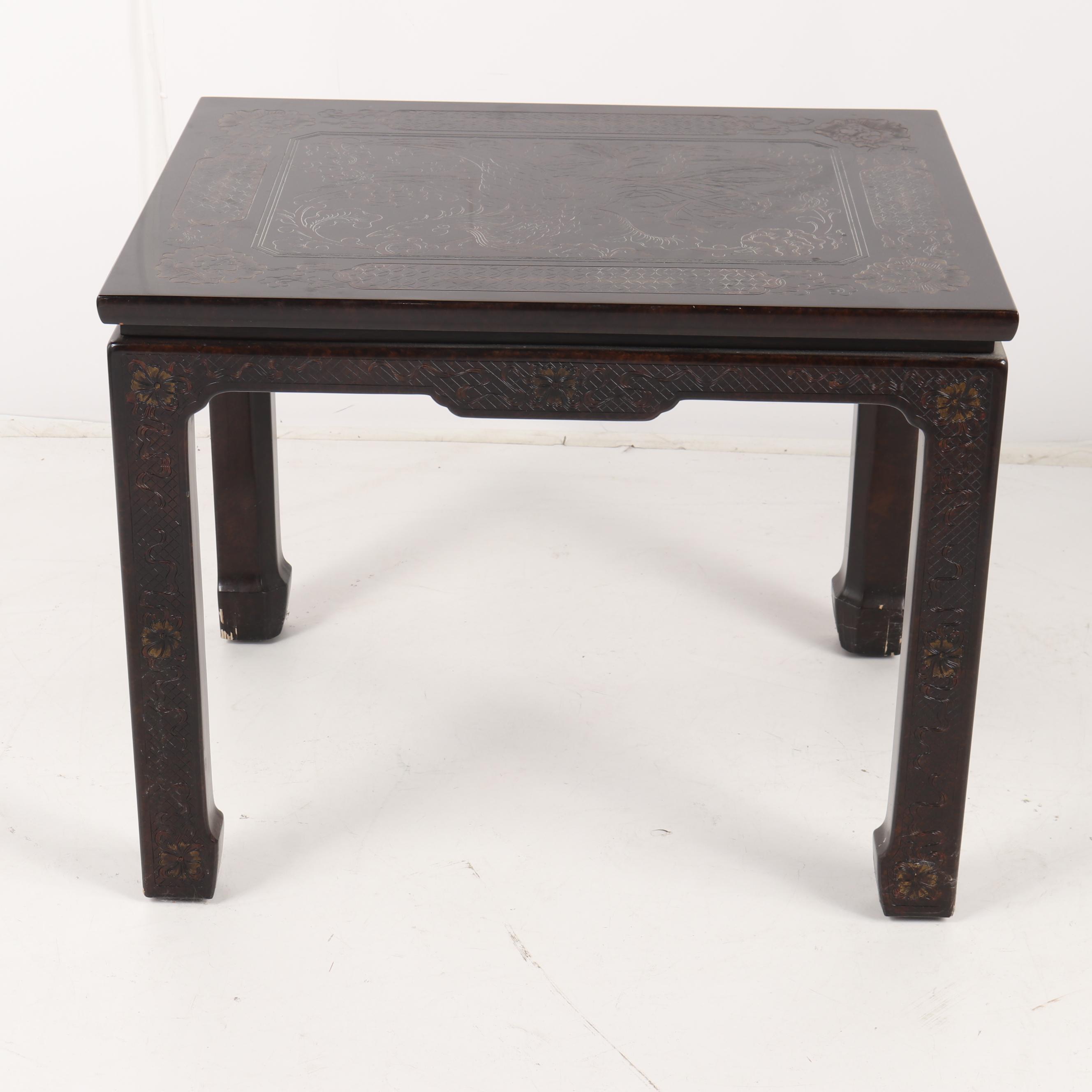 Chinese Carved Hardwood Side Table, Mid/Late 20th Century